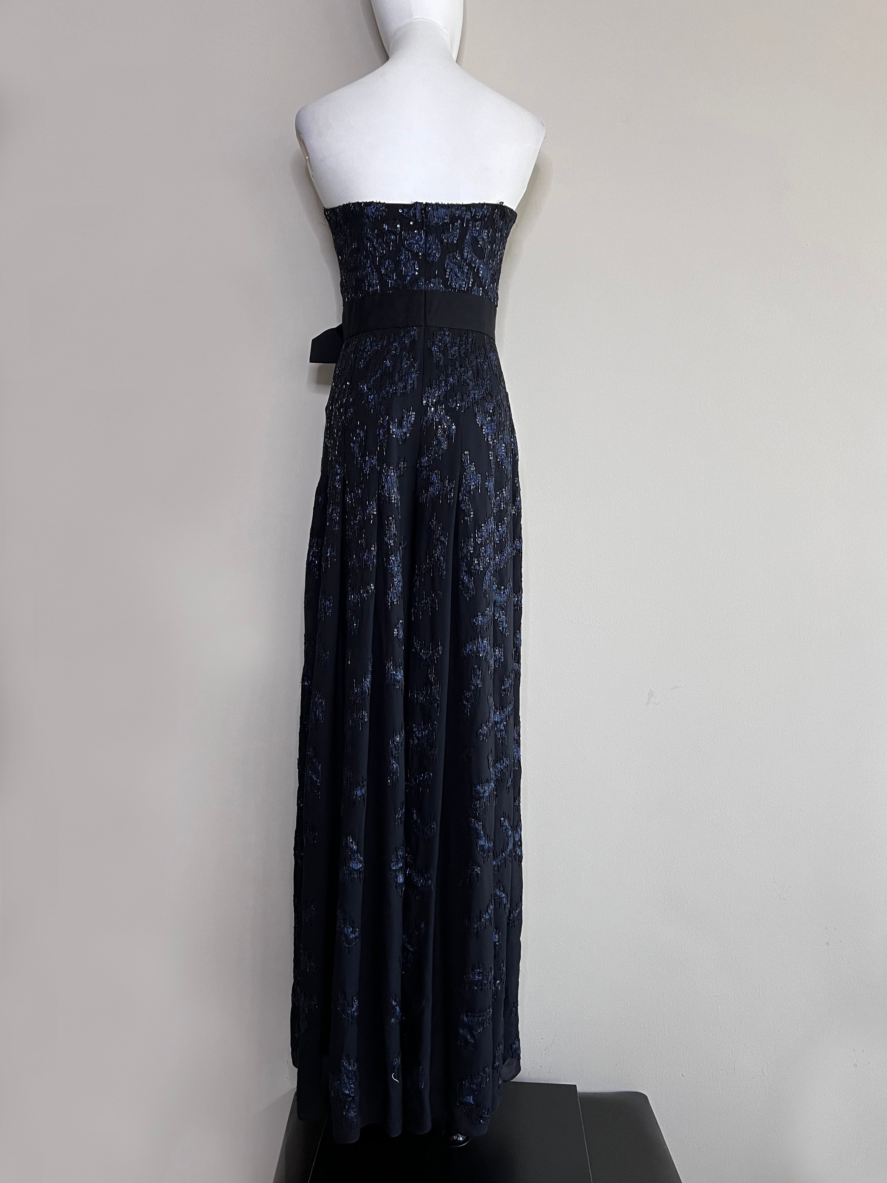 Royal blue sequenced long prom dress - OSCAR DELA RENTA