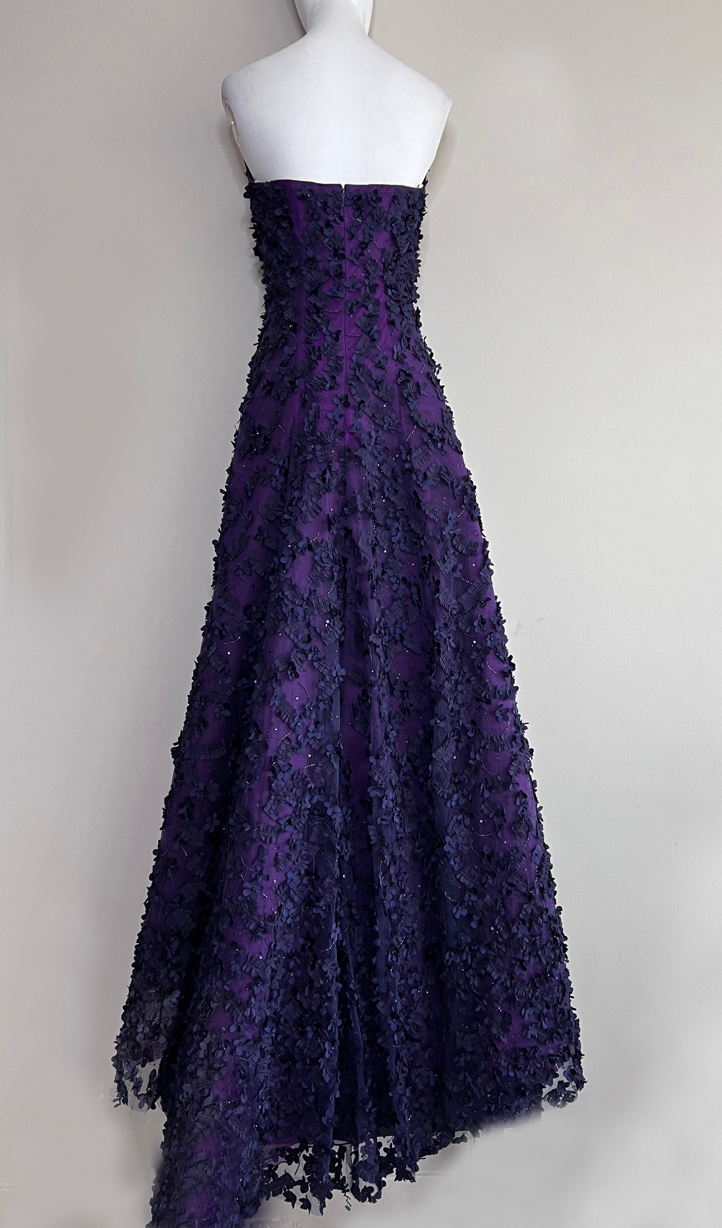 Purple Embellished floral tulle and silk ball gown - OSCAR DELA RENTA