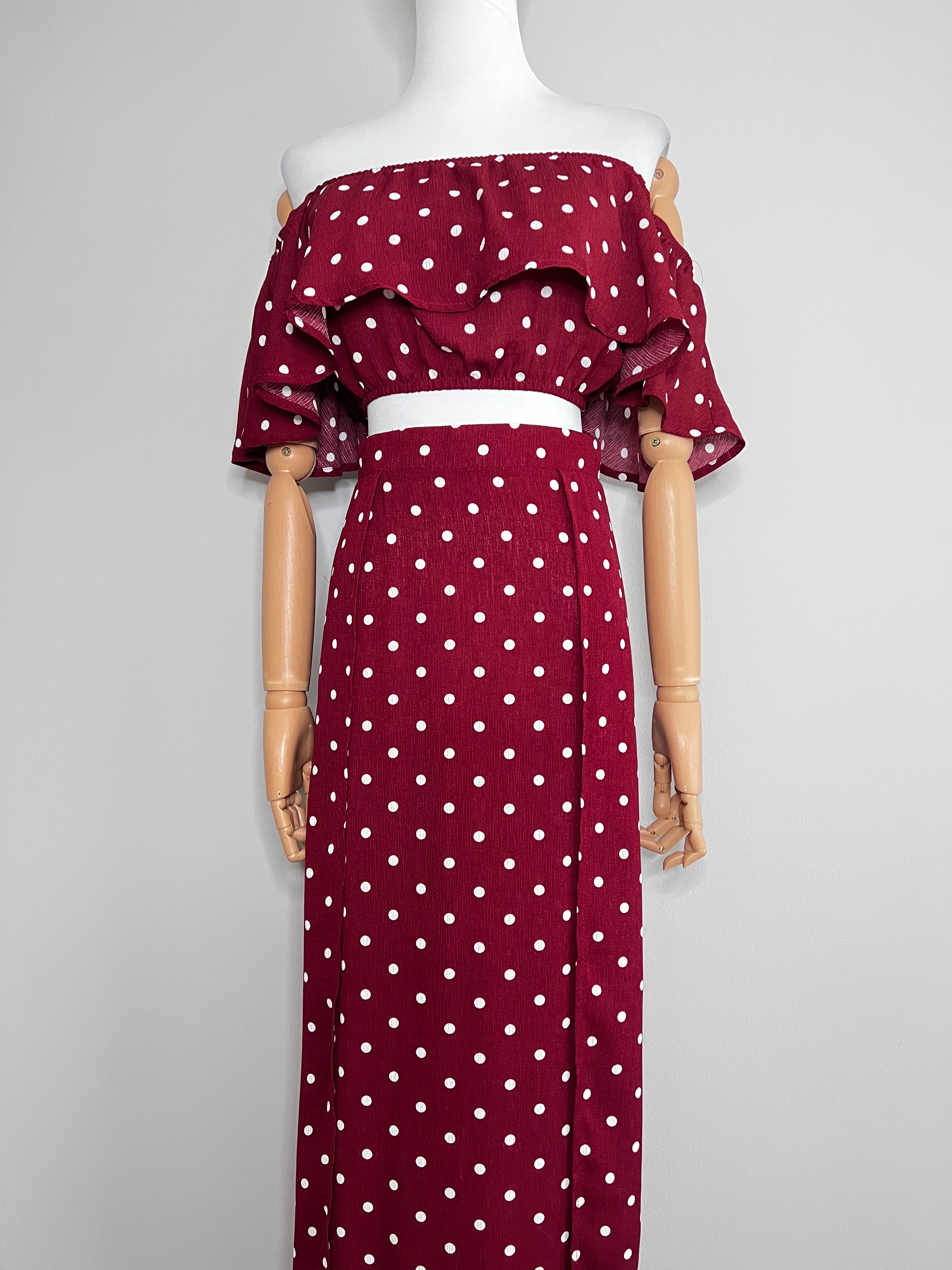 Maroon polka dot two piece set - CHIC LE FRIQUE
