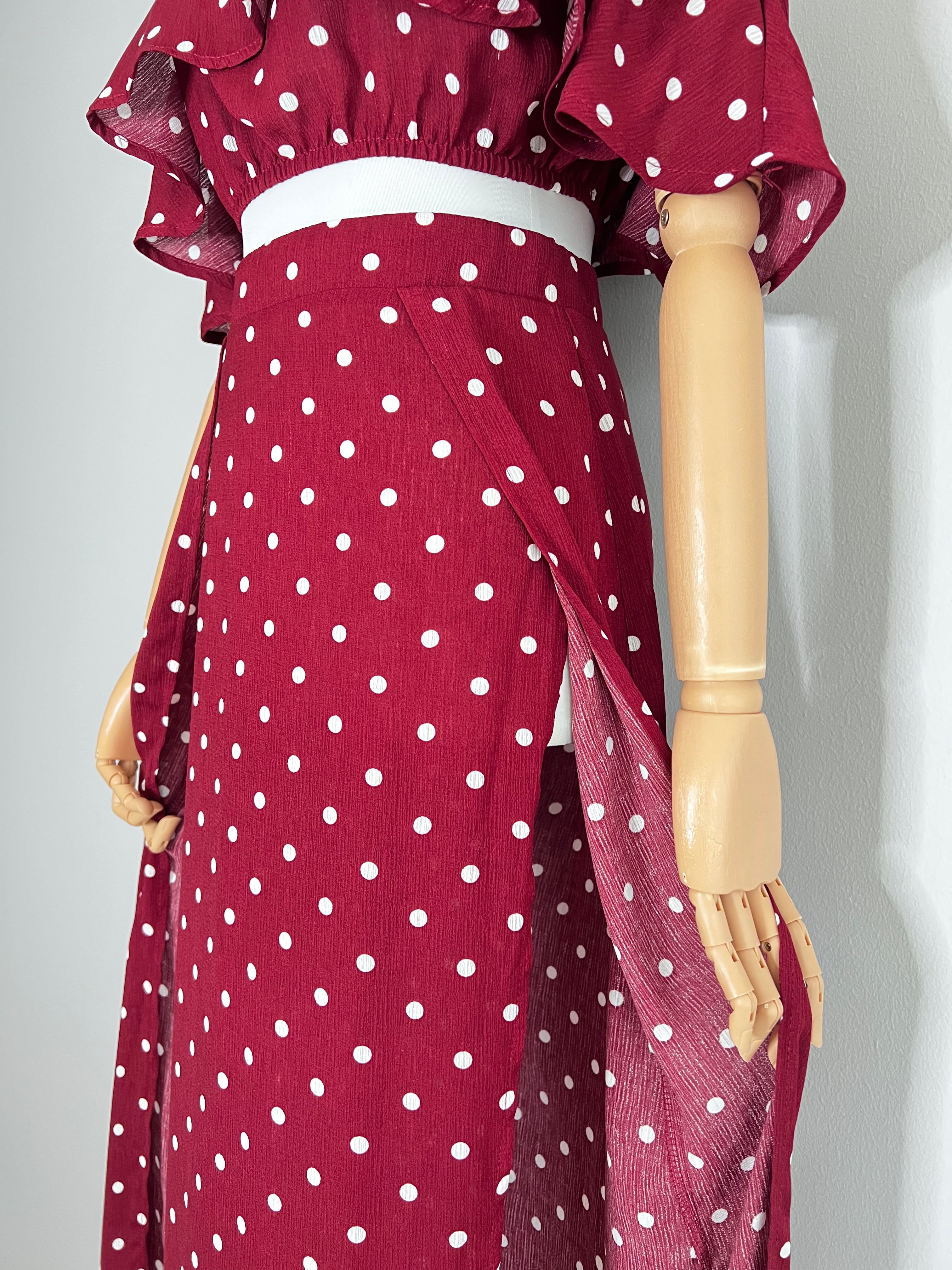 Maroon polka dot two piece set - CHIC LE FRIQUE