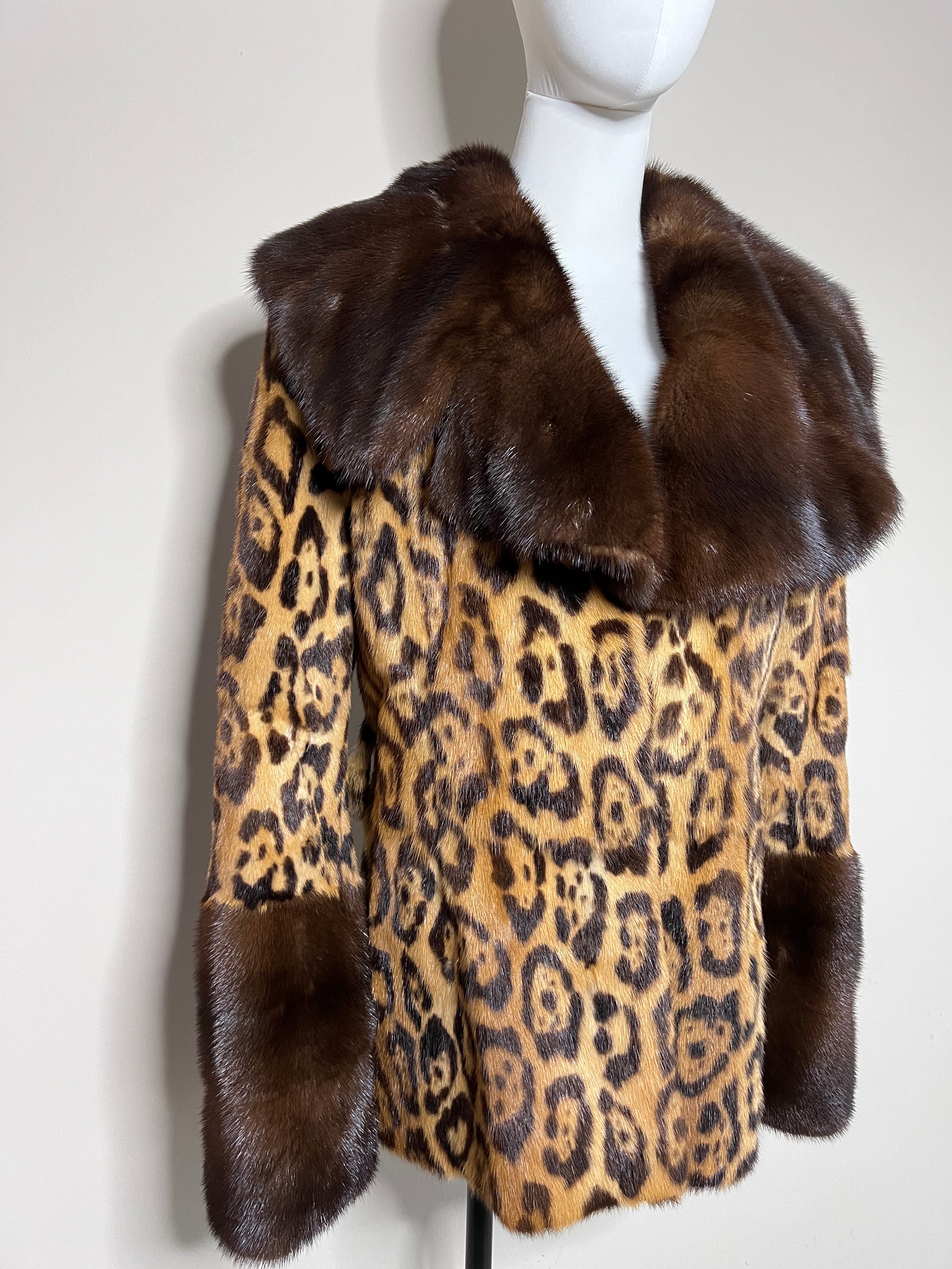 Genuine Leather Leopard coat with ponyskin Jacket - VALENTINO