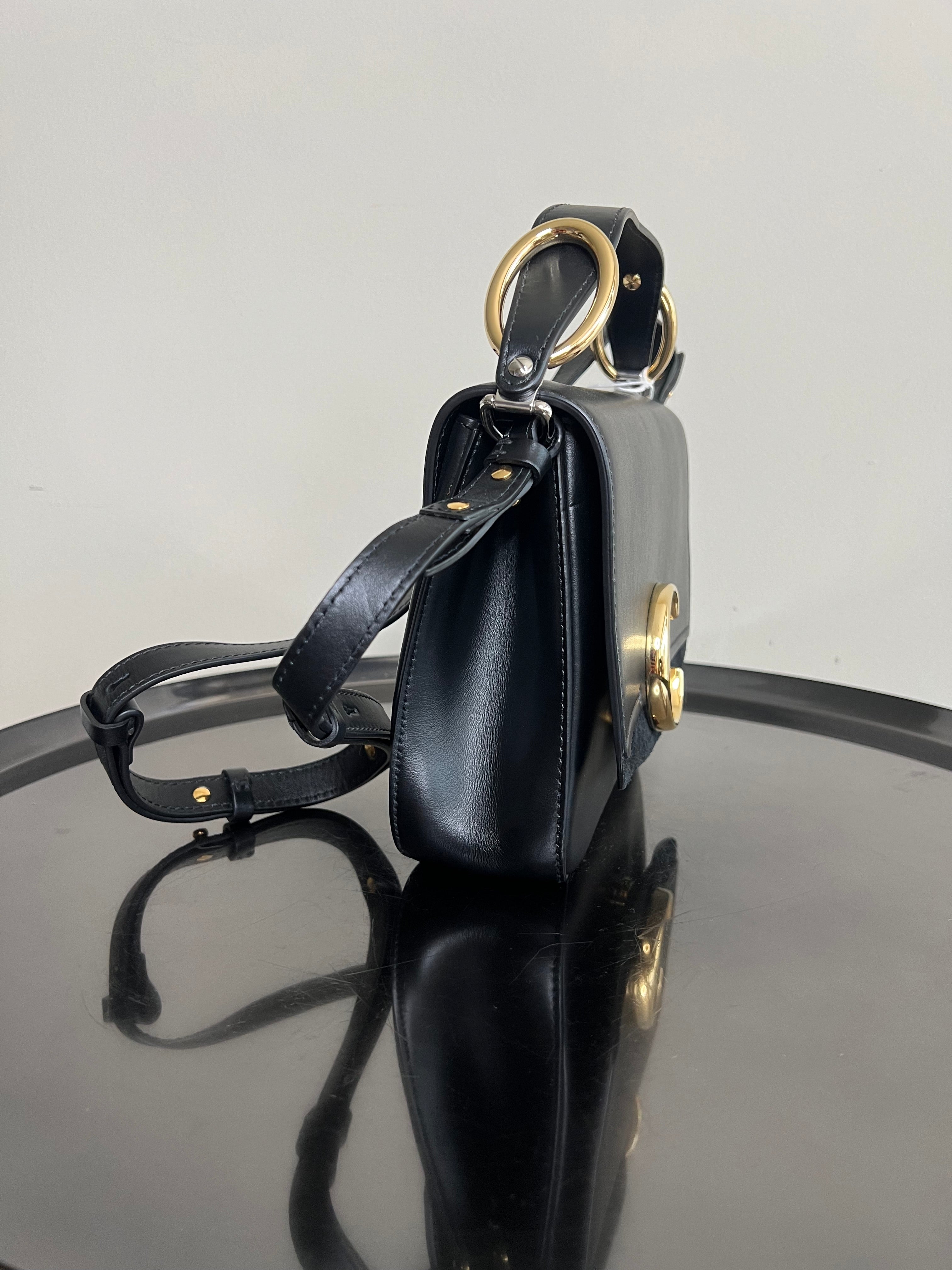 Black Shiny Calfskin Suede Mini C Double Carry - CHLOE