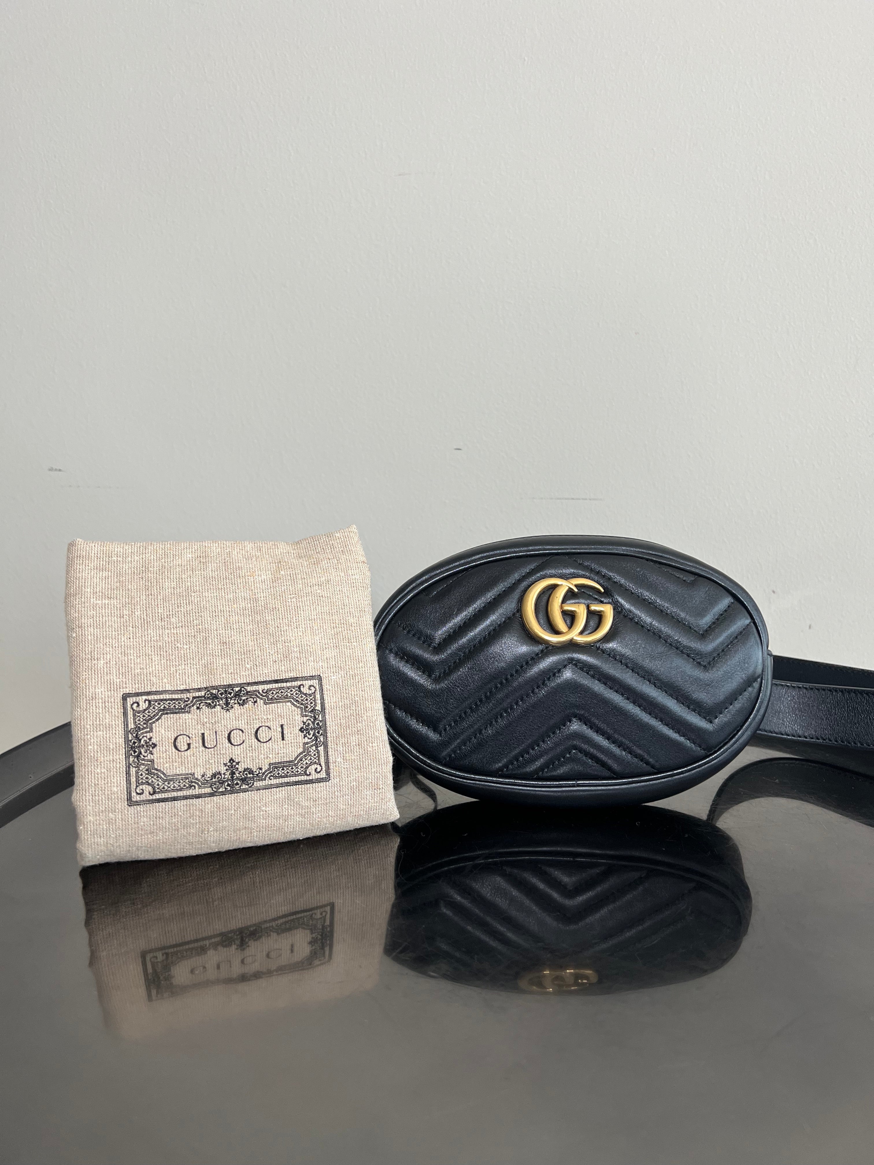 Black GG Marmont Matelasse Belt Bag - Gucci