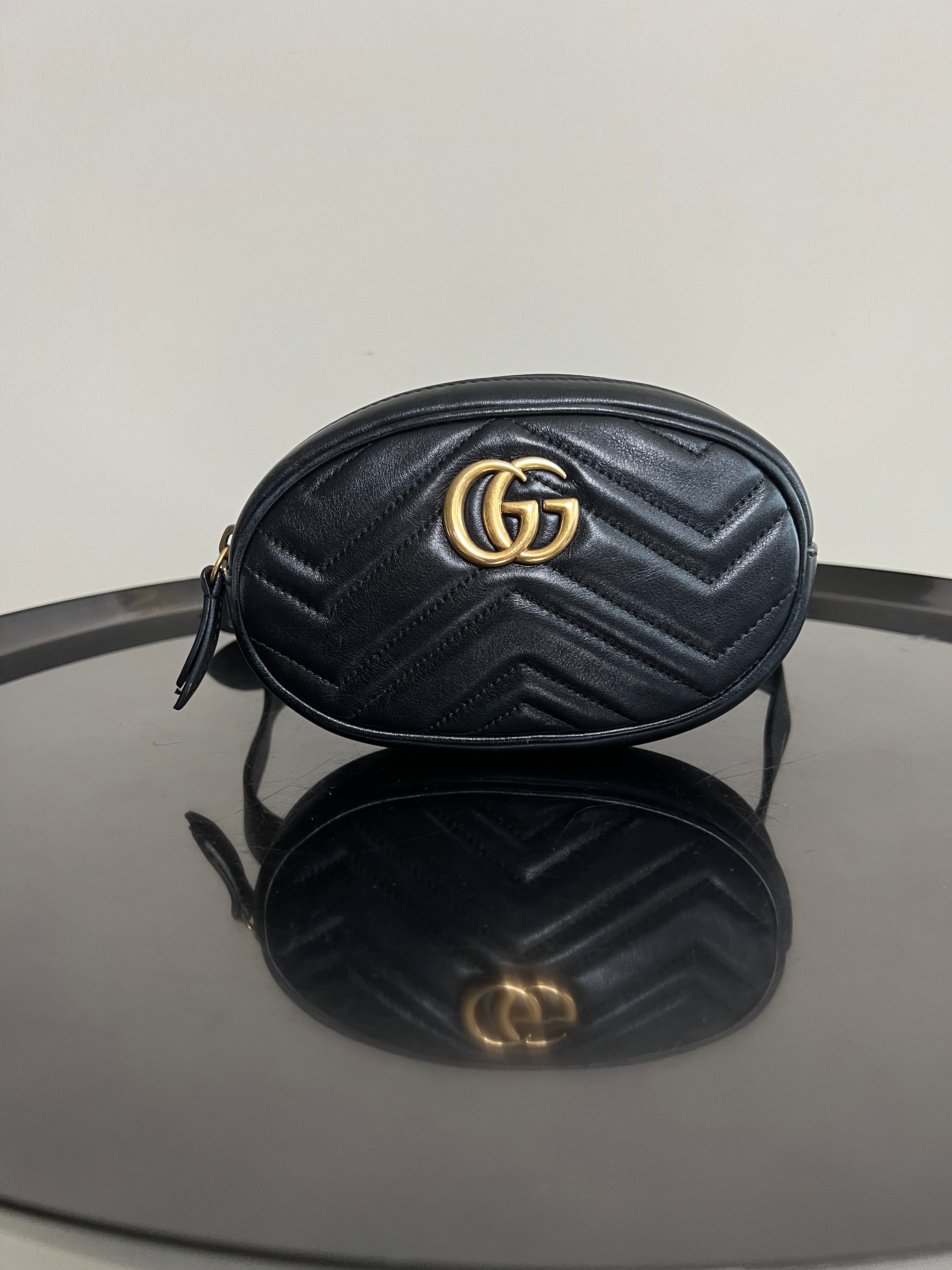 Black GG Marmont Matelasse Belt Bag - Gucci