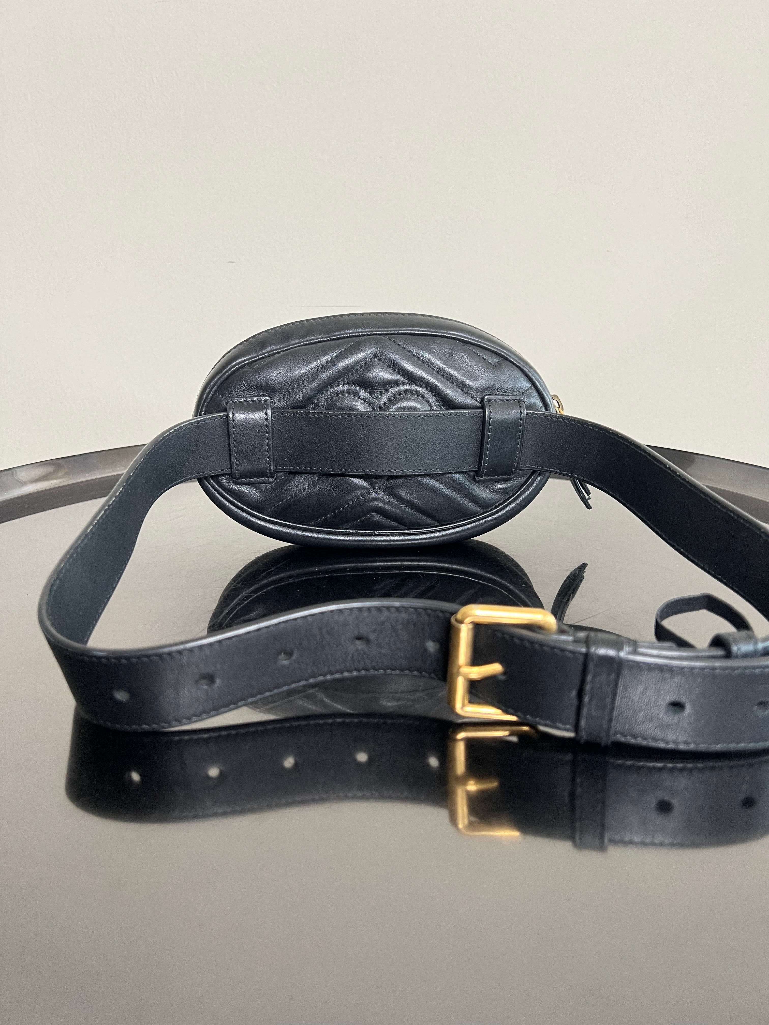 Black GG Marmont Matelasse Belt Bag - Gucci