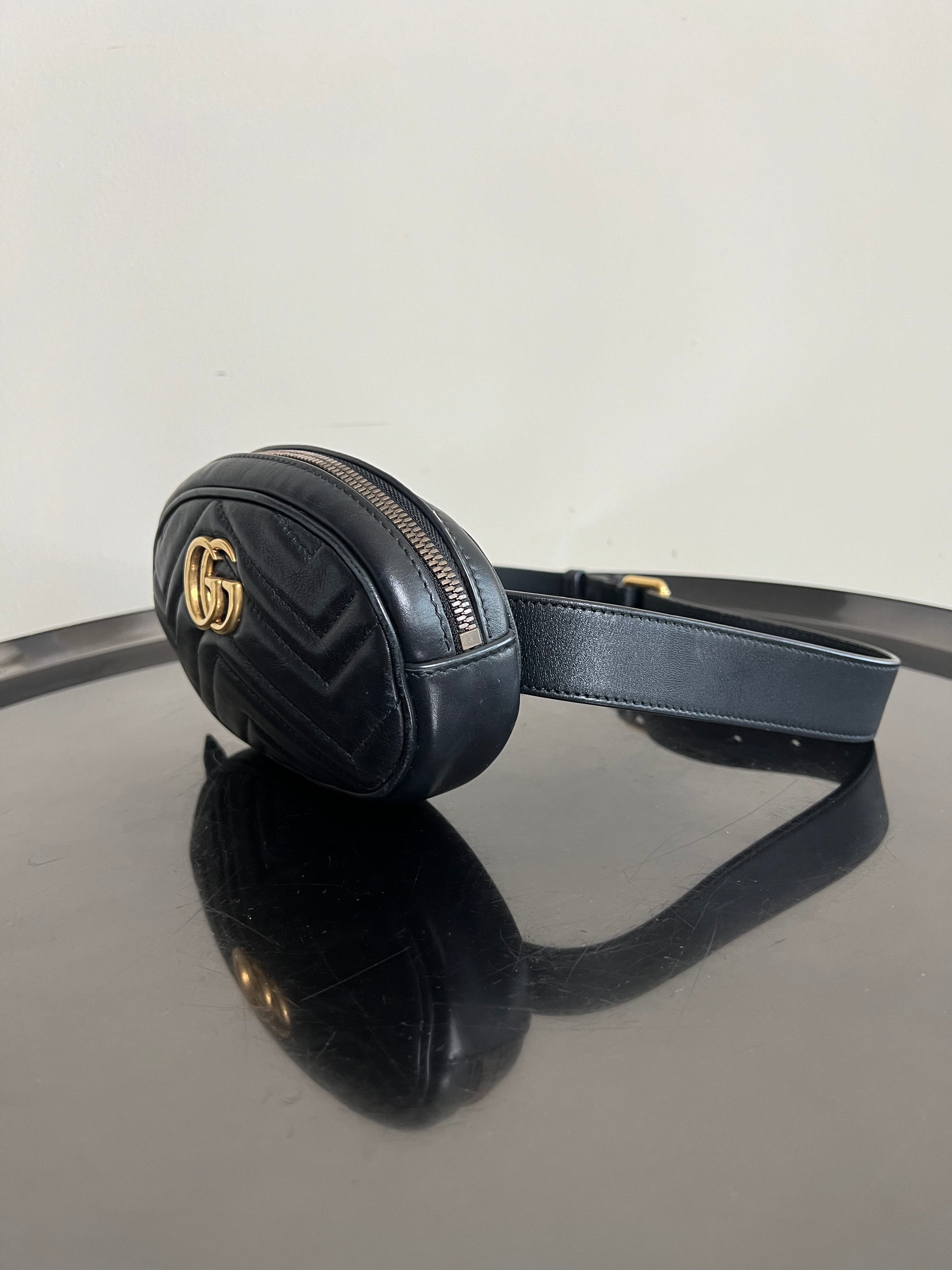 Black GG Marmont Matelasse Belt Bag - Gucci