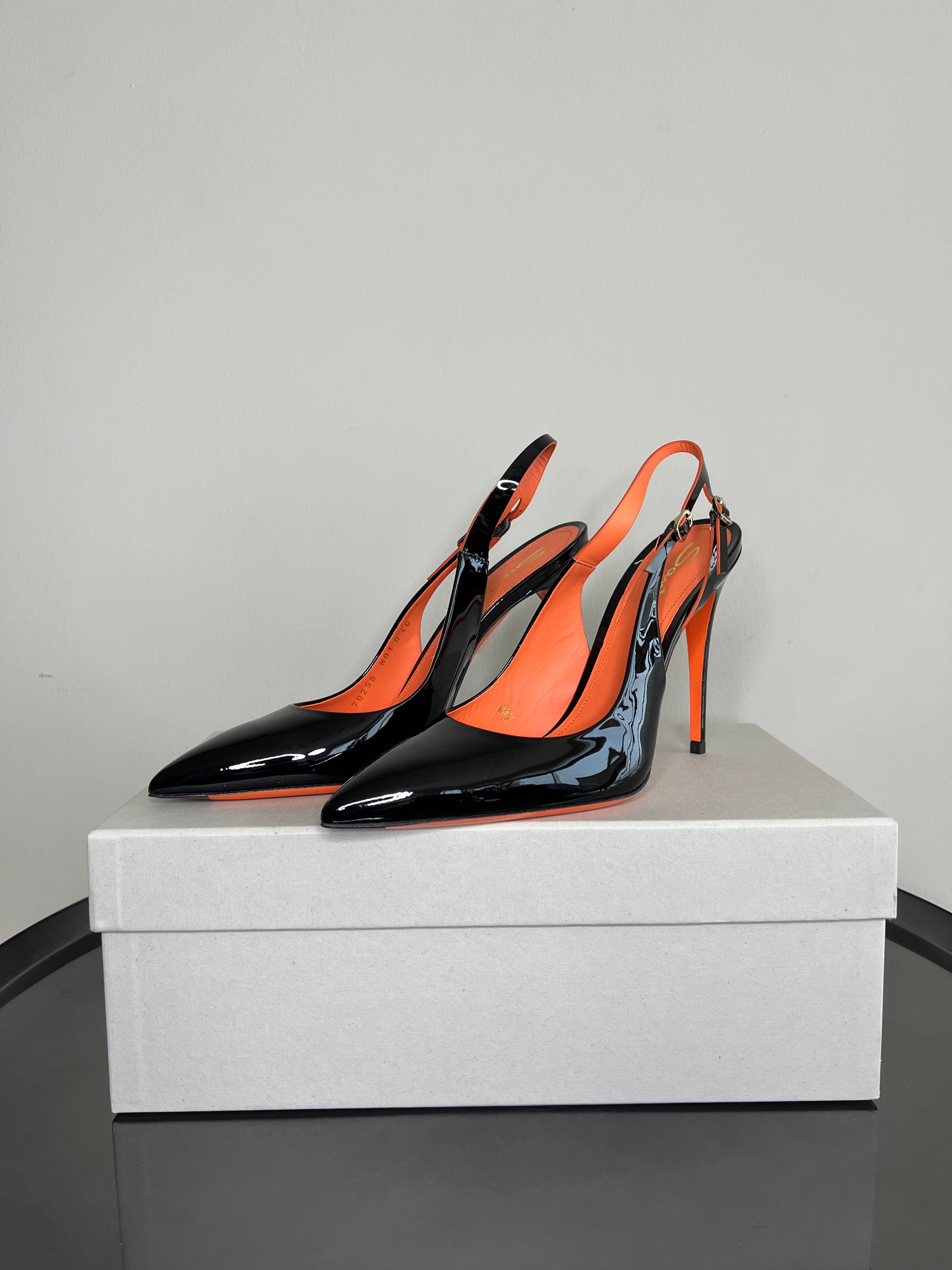 Black Audrey 120mm patent pumps - Santoni