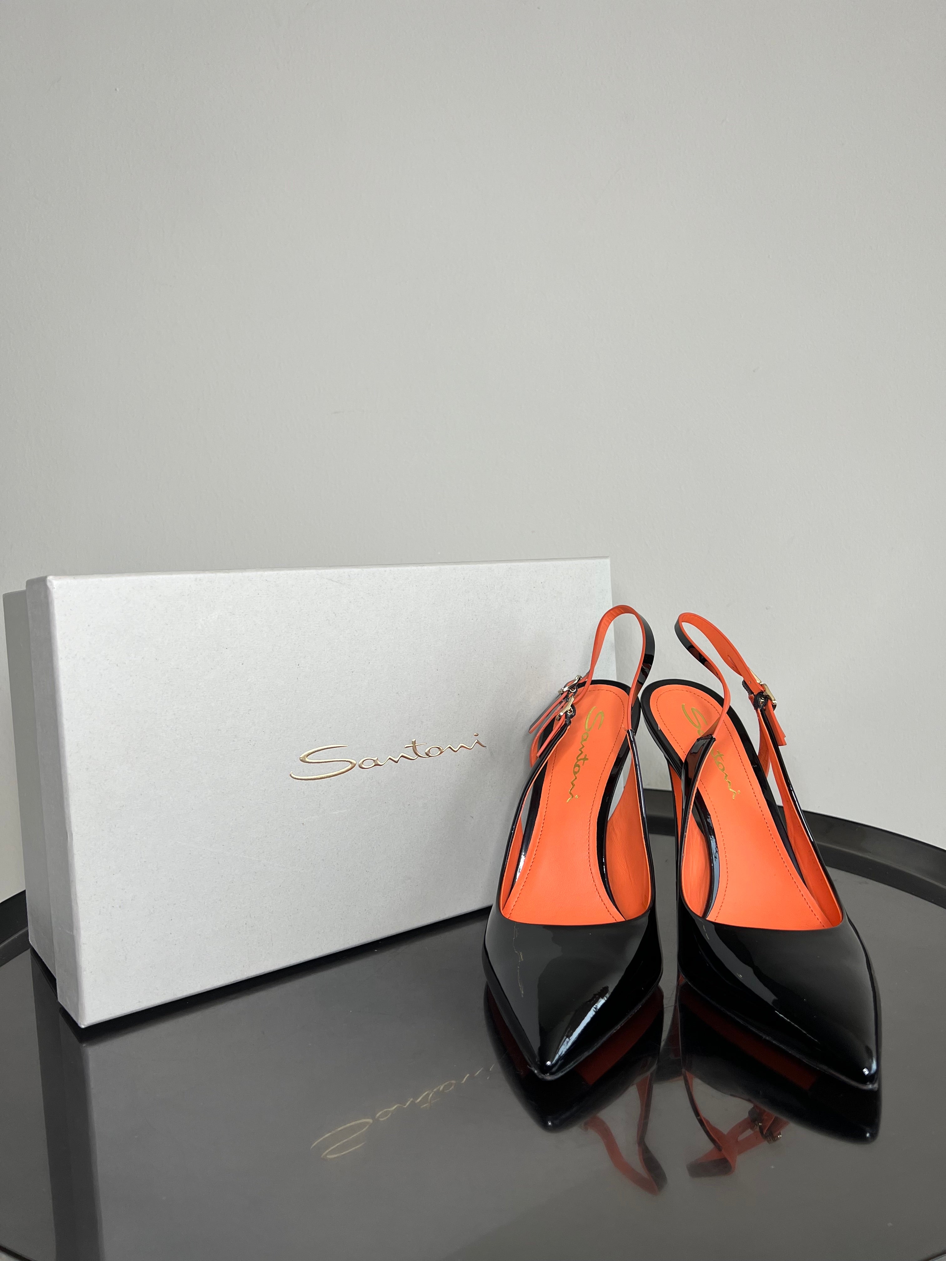 Black Audrey 120mm patent pumps - Santoni