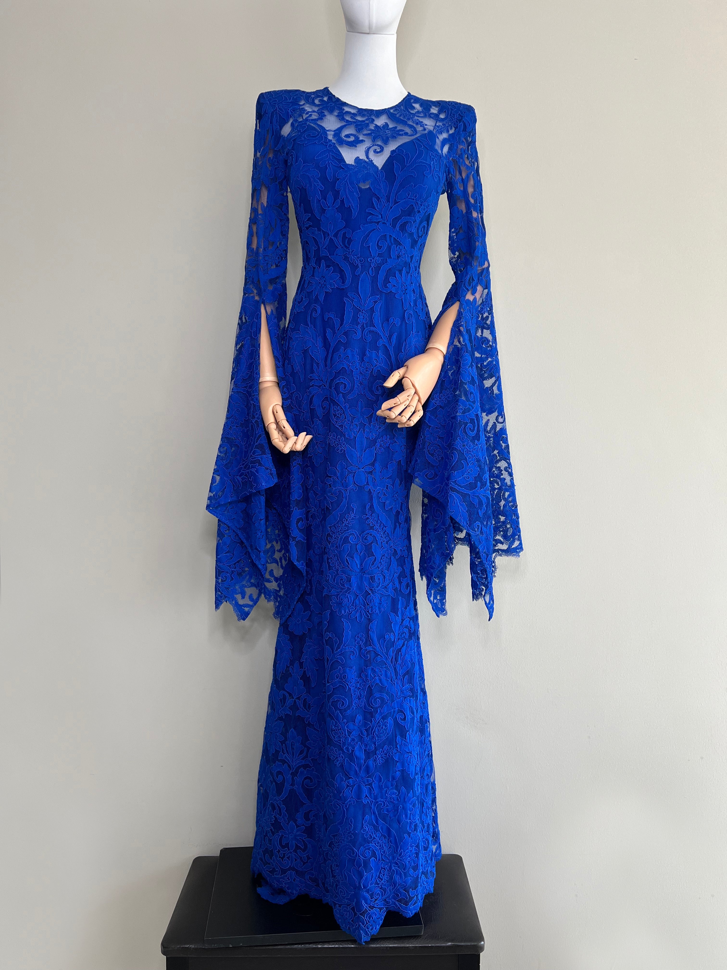 Royal Blue Niamh Lace Mermaid Gown Dress - ALEX PERRY