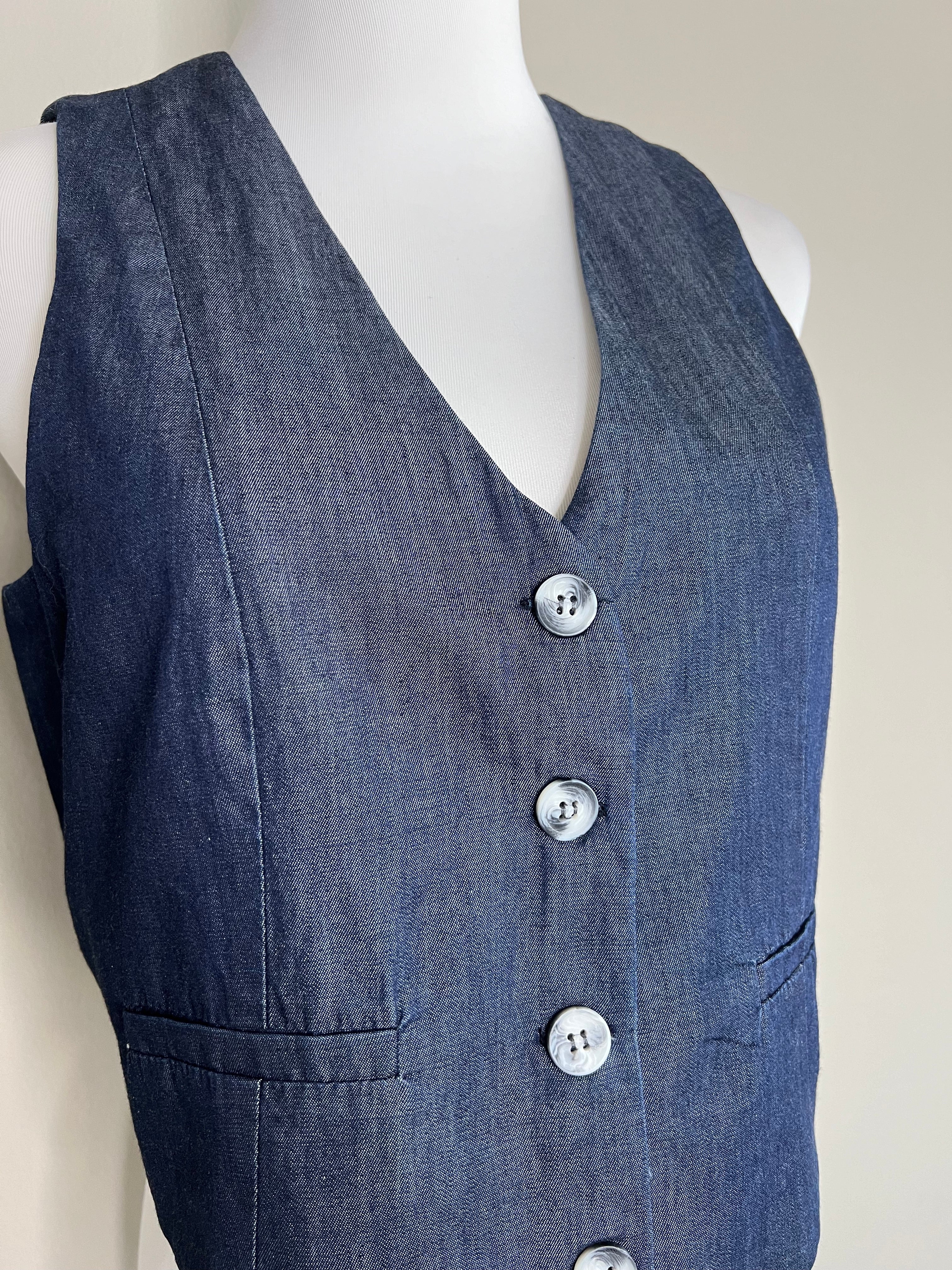 Denim cropped modern vest - ATELIER ALIZ