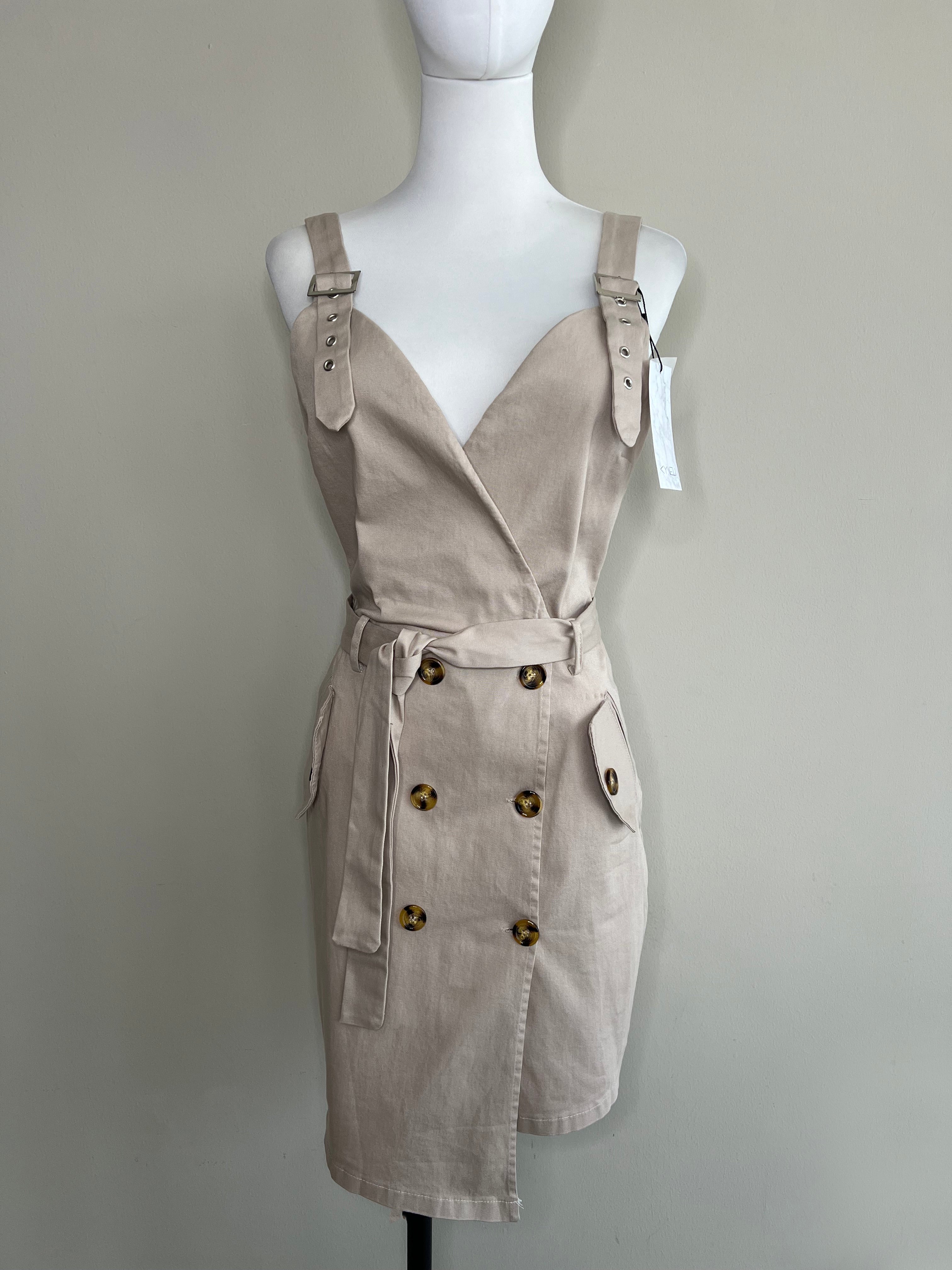 Khaki jumper vintage dress - KYVELI