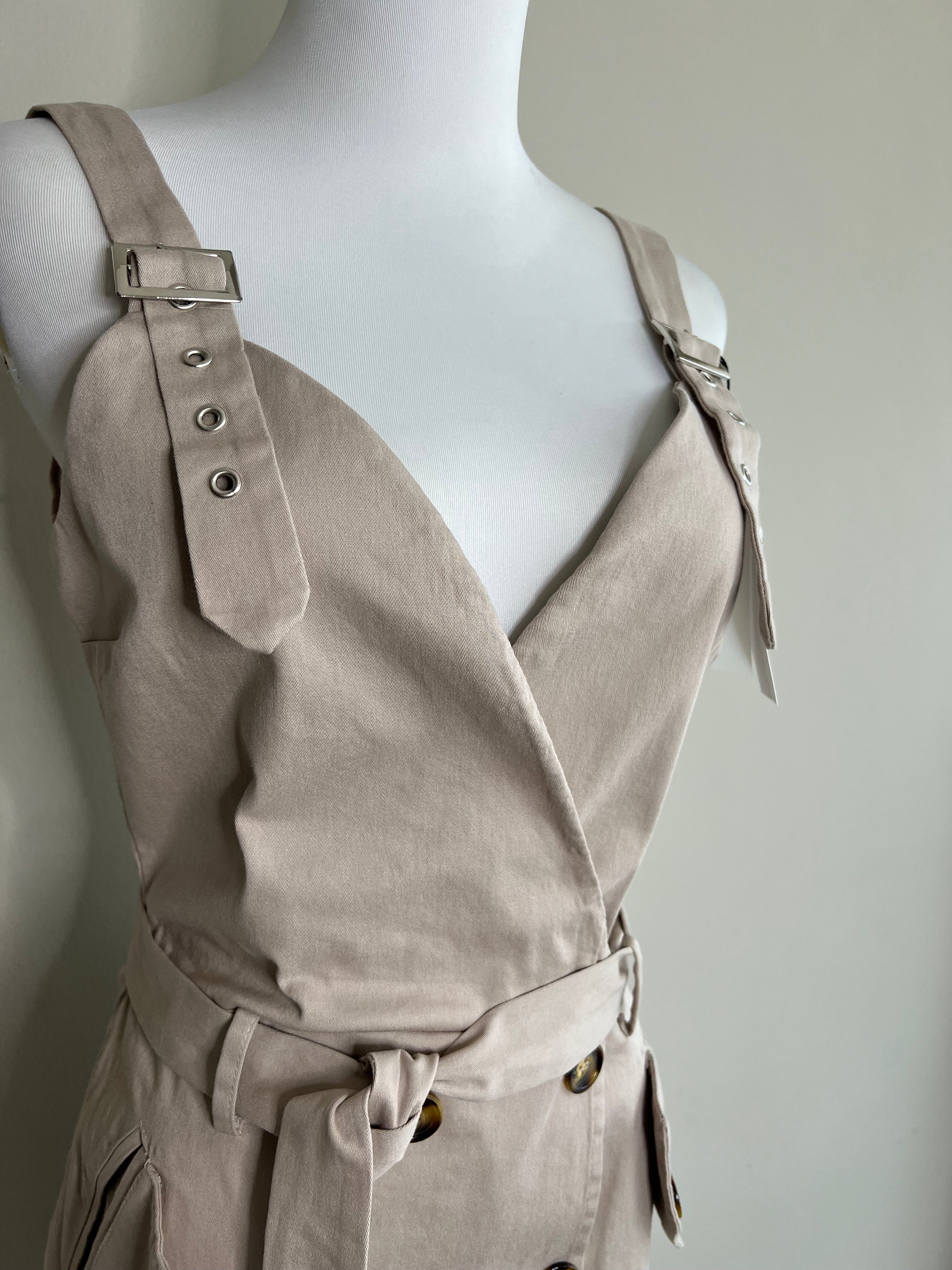 Khaki jumper vintage dress - KYVELI