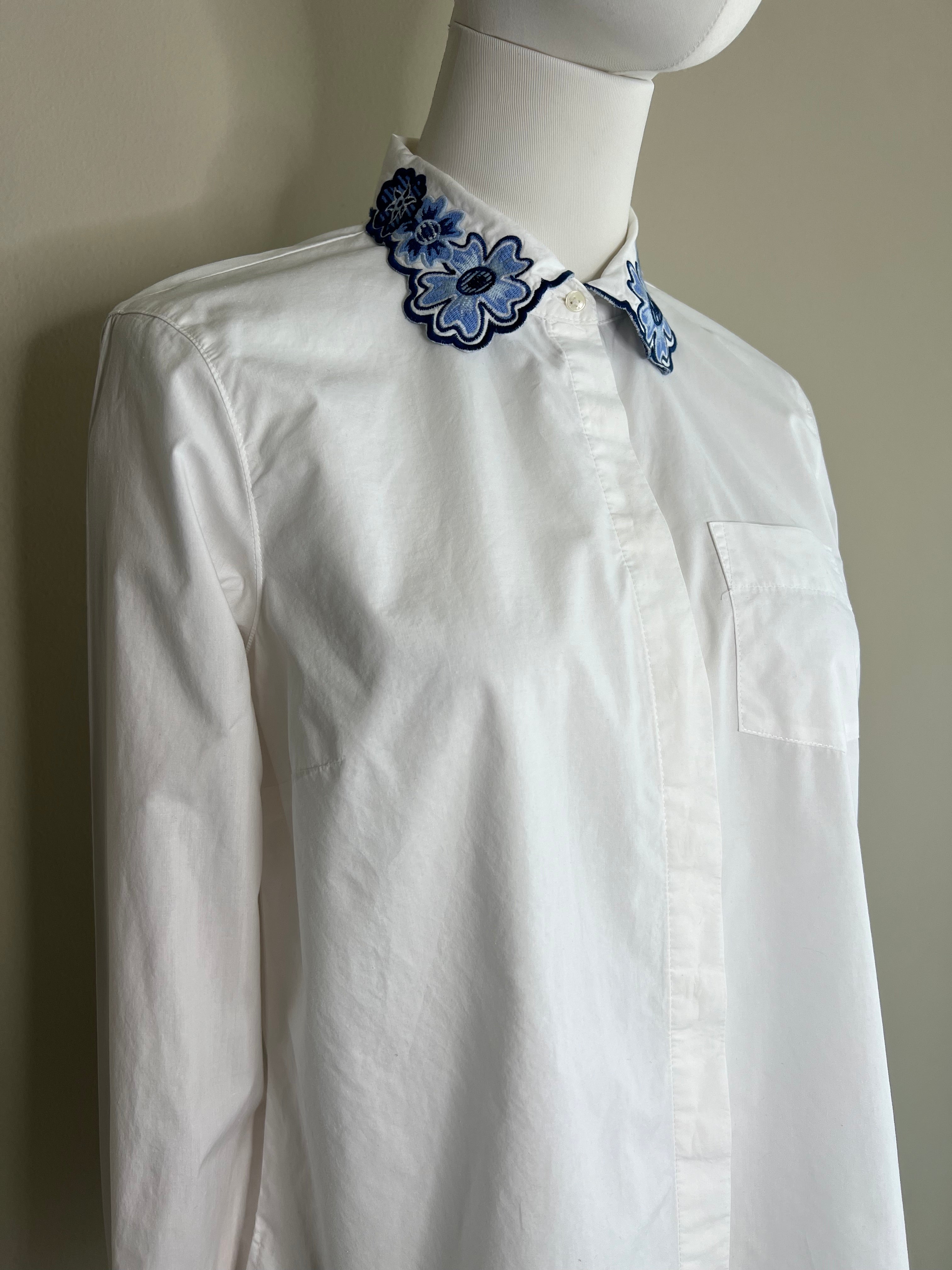 White Cotton Comfort Fit Shirt with collar embroidery - TOMMY HILFIGER