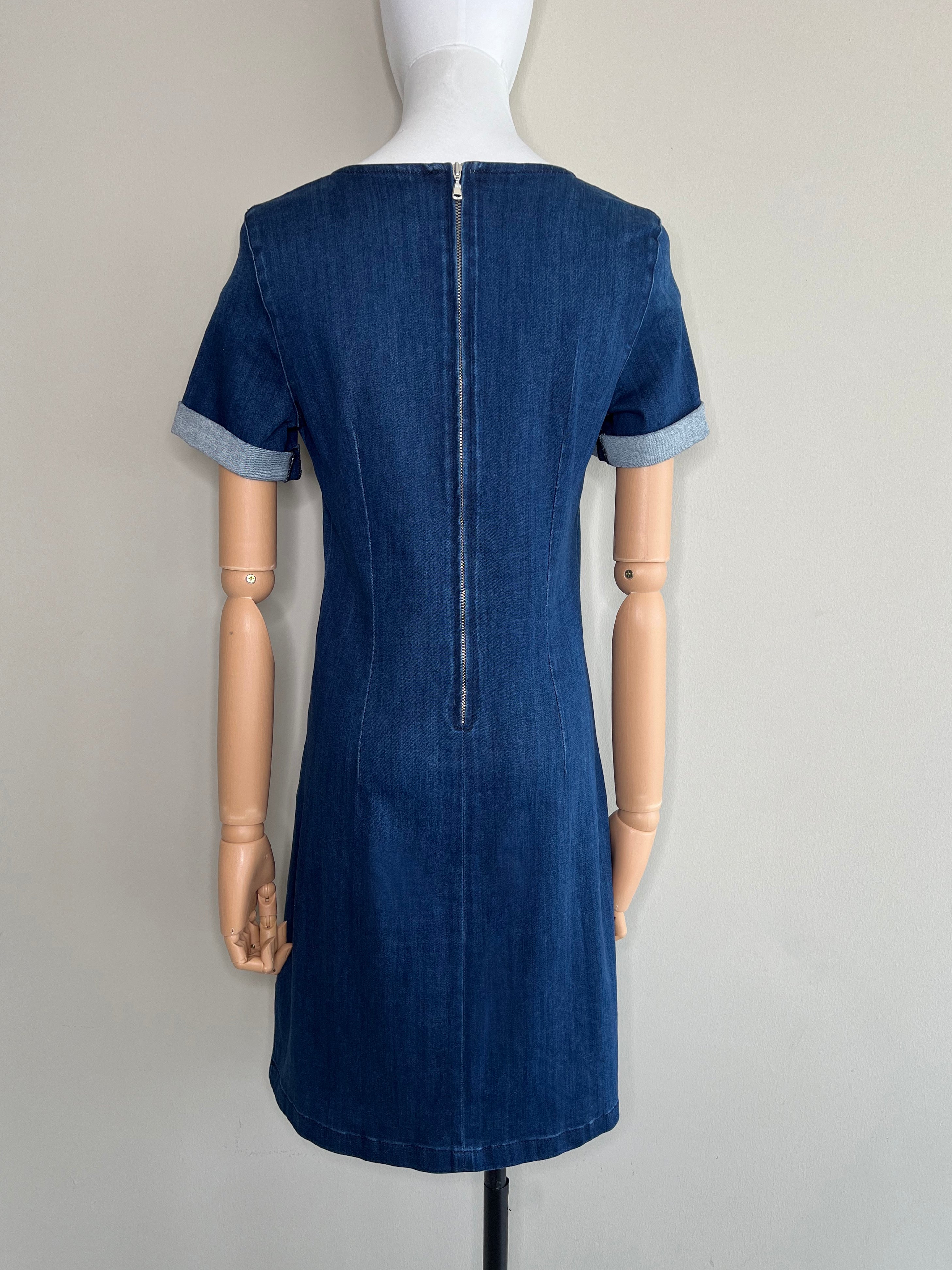 Denim mini dress with flower brooch - LIU.JO