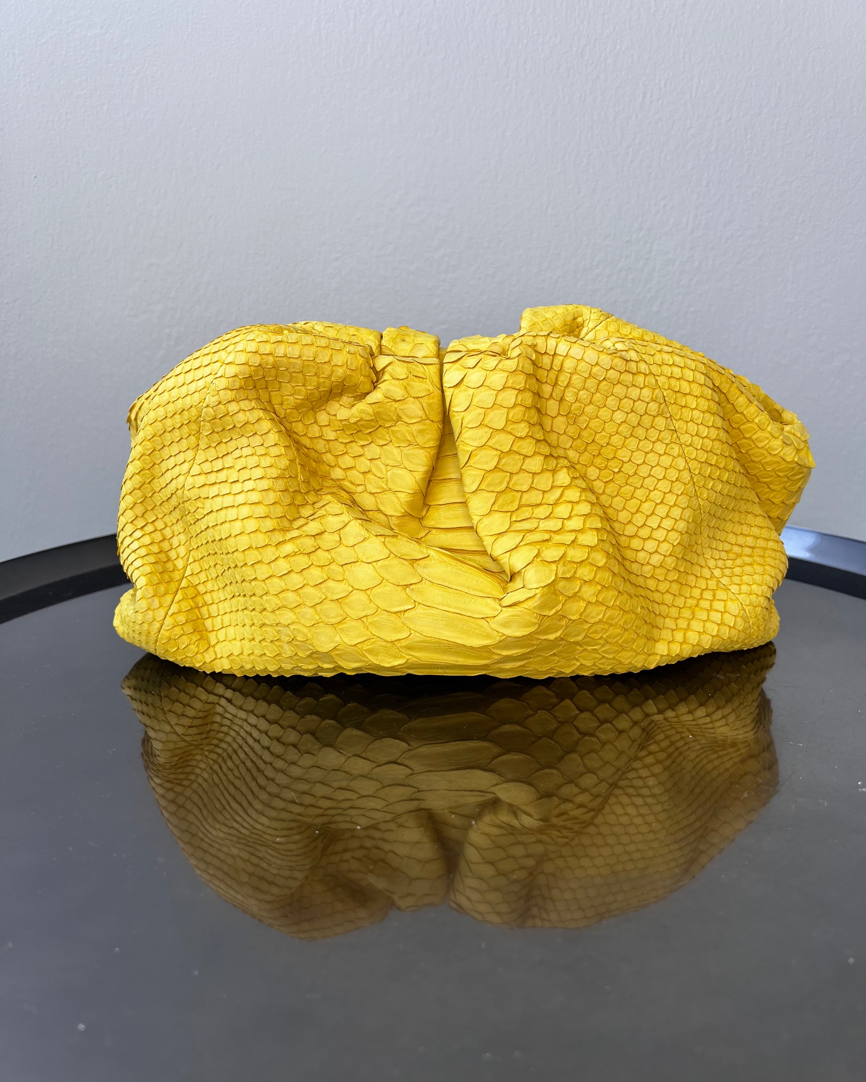 Lemon yellow jodie mini intrecciato rubber pouch - CECILEHOB