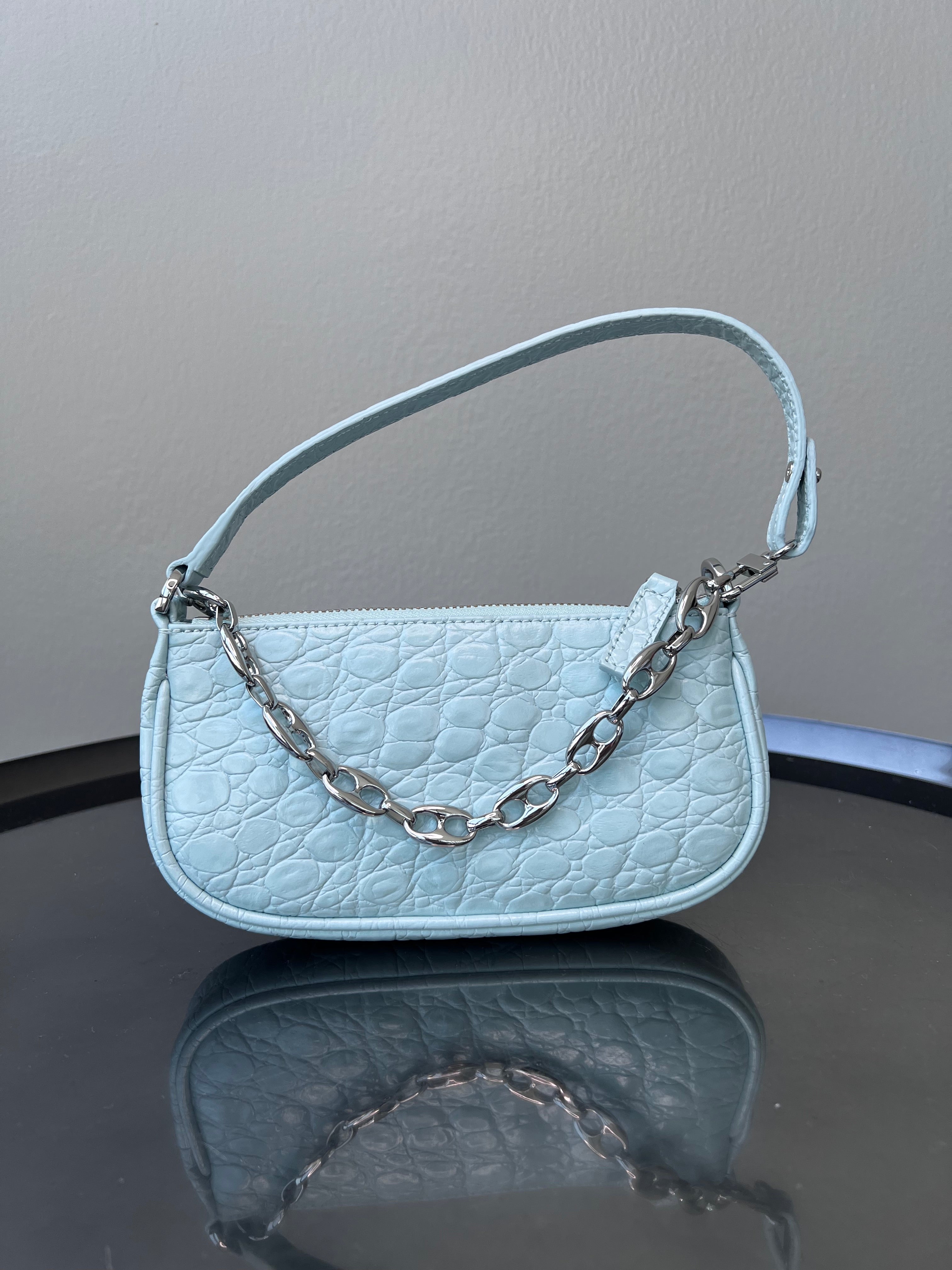 Light blue mira crocodile effect mini bag BY FAR