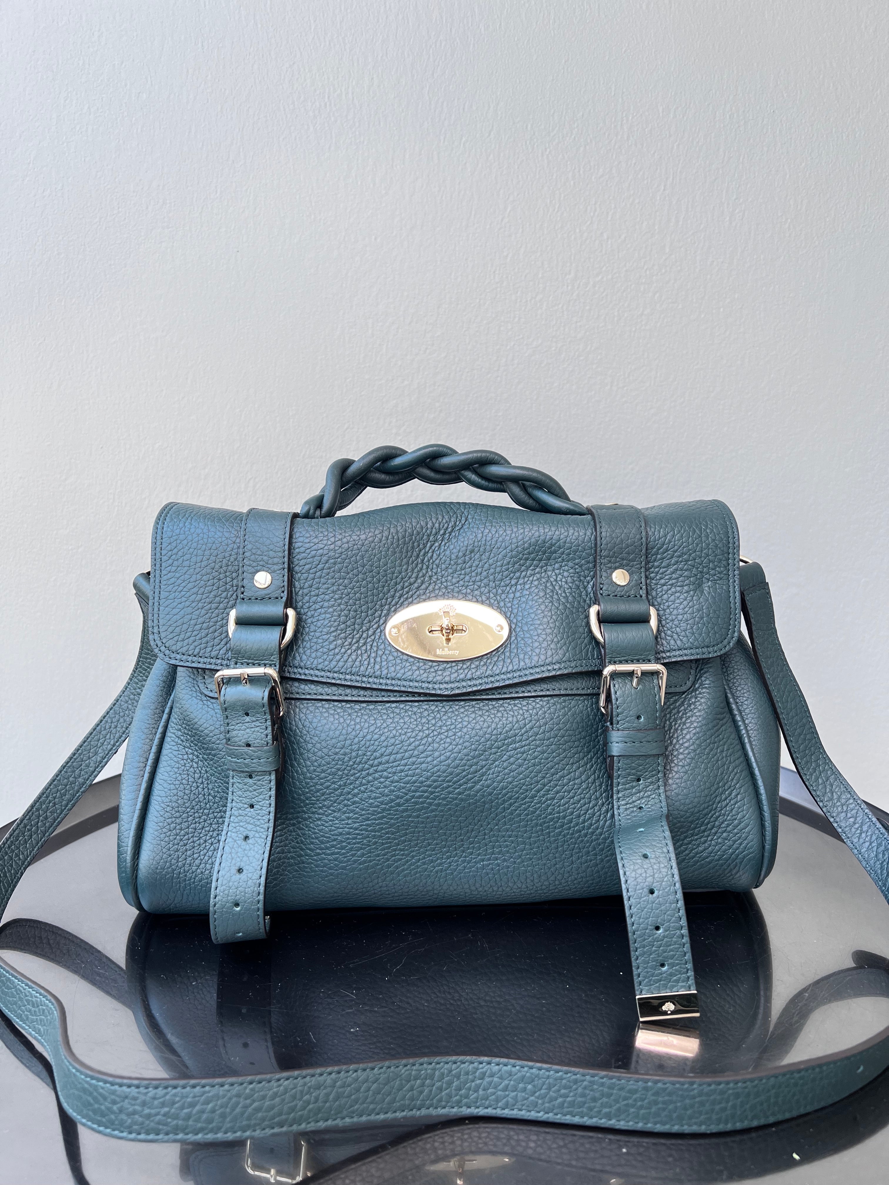 Dark green alexa satchel heavy calf leather handbag - MULBERRY