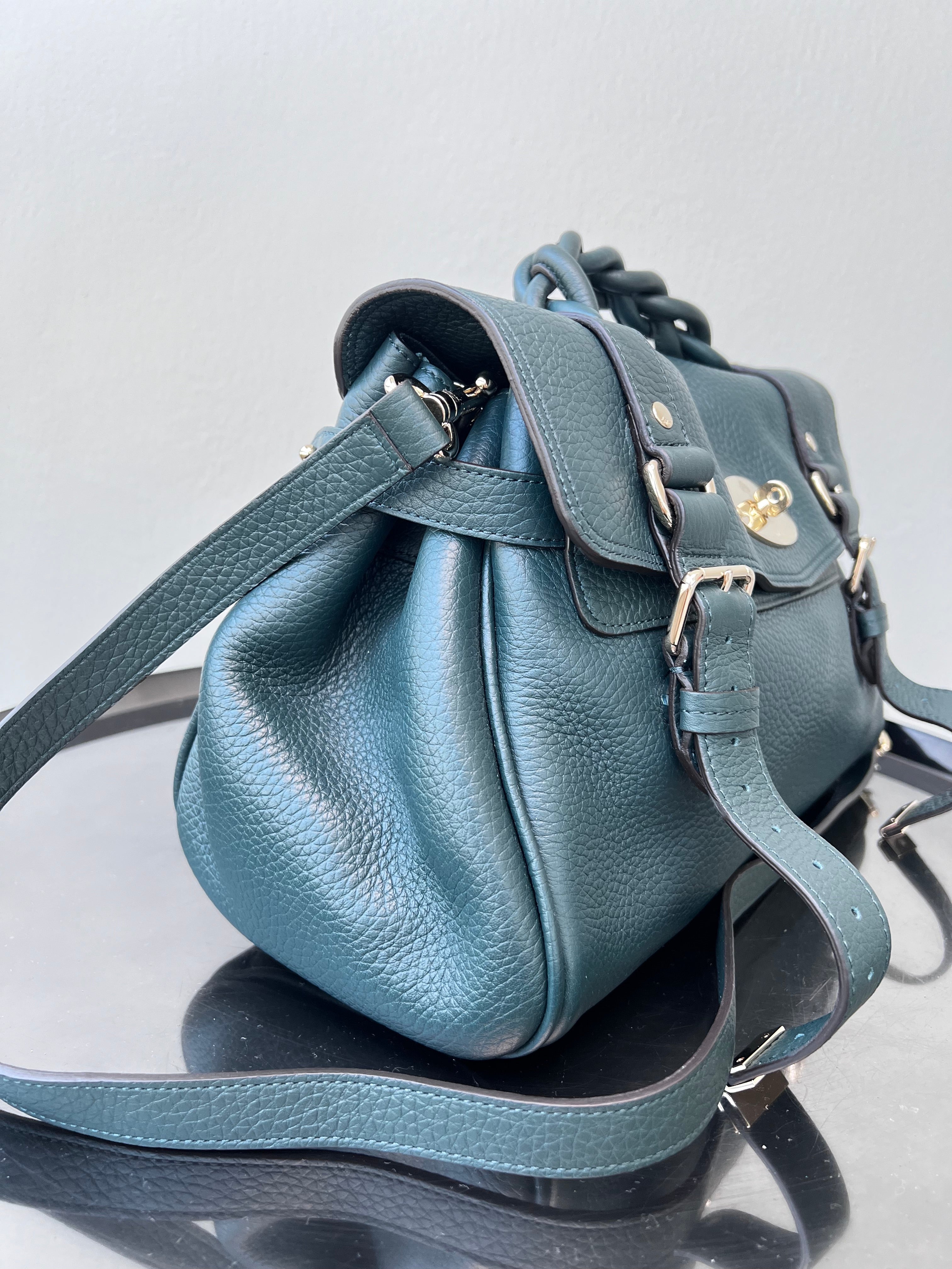 Dark green alexa satchel heavy calf leather handbag - MULBERRY