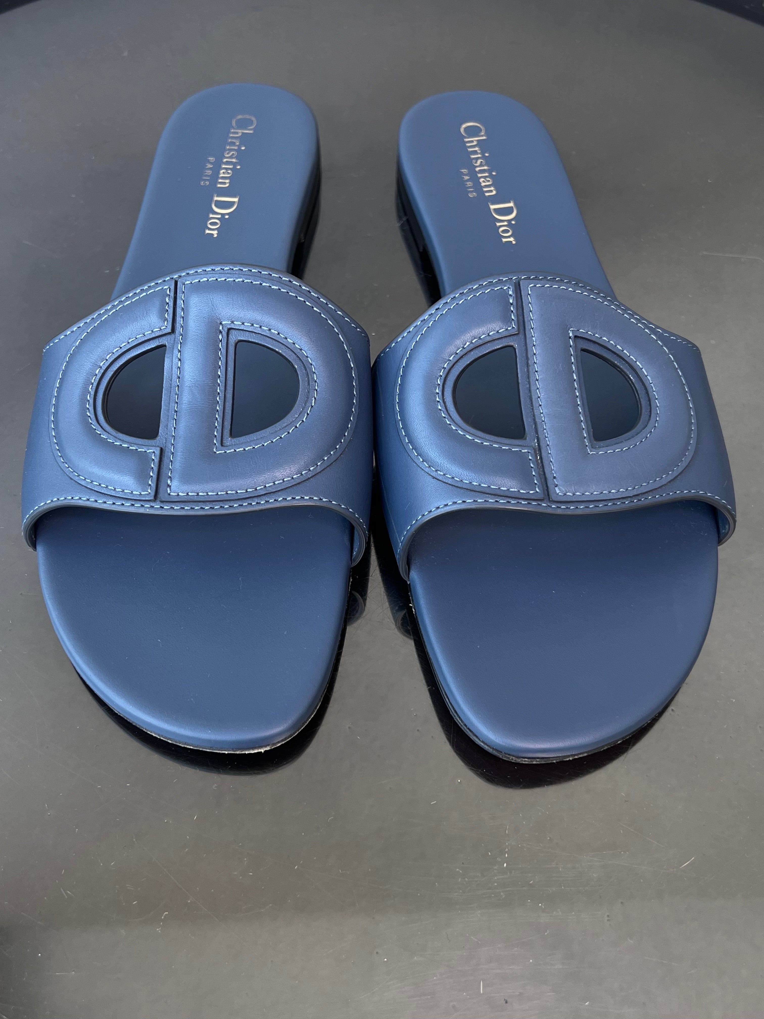 D-Club Blue leather Slide - Christian Dior