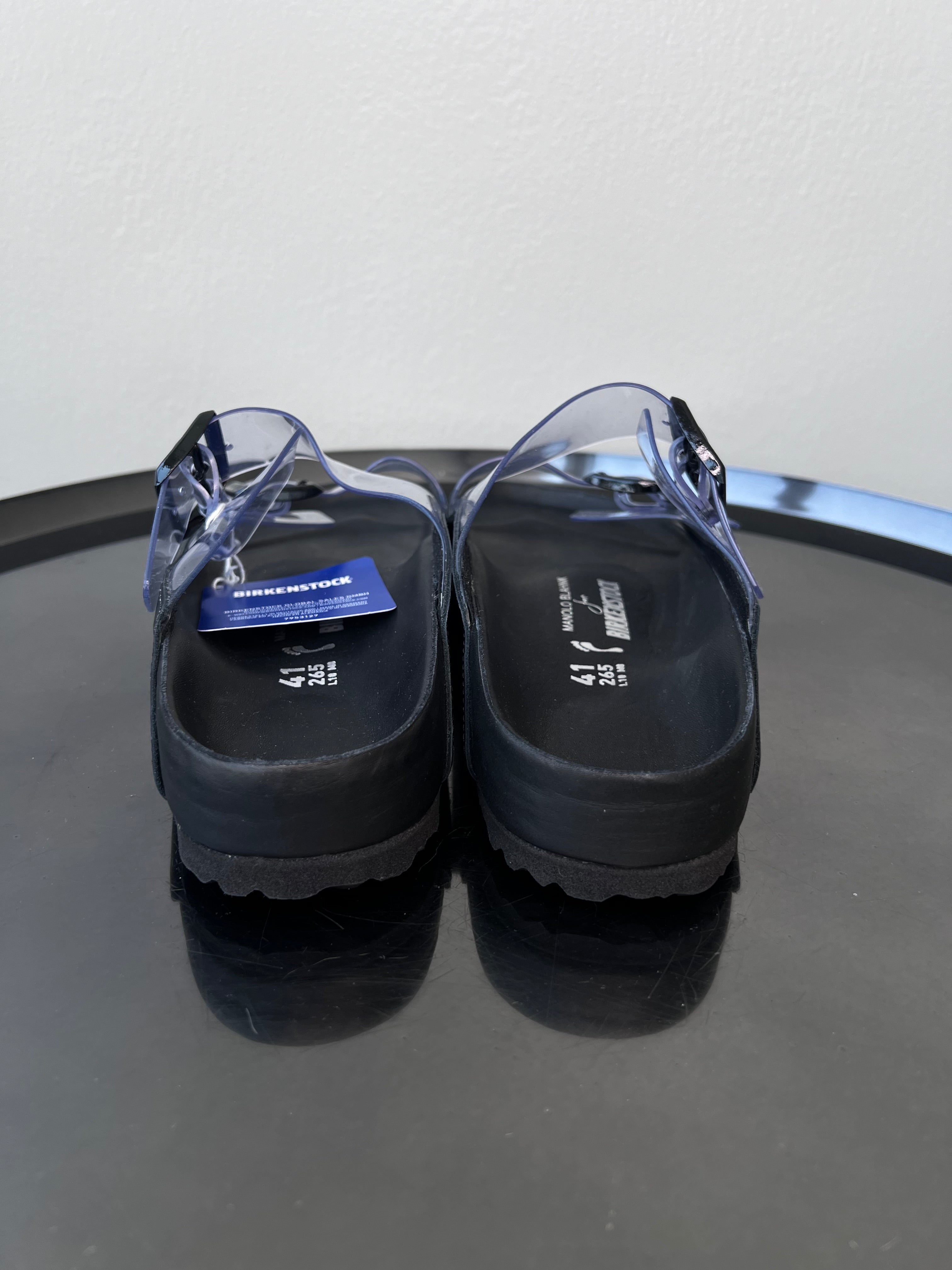 Black sandals with see-through adjustable strap - MANOLO BLAHNIK & BIRKENSTOCK