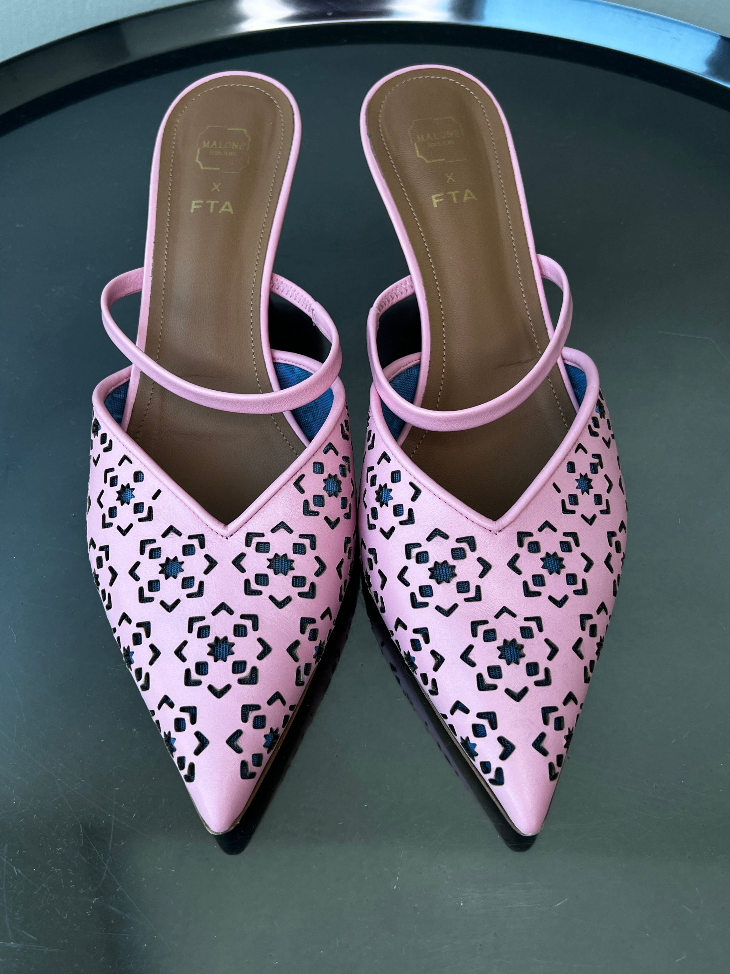 Pink marla mules kitten heel MALONE SOULIERS X FTA