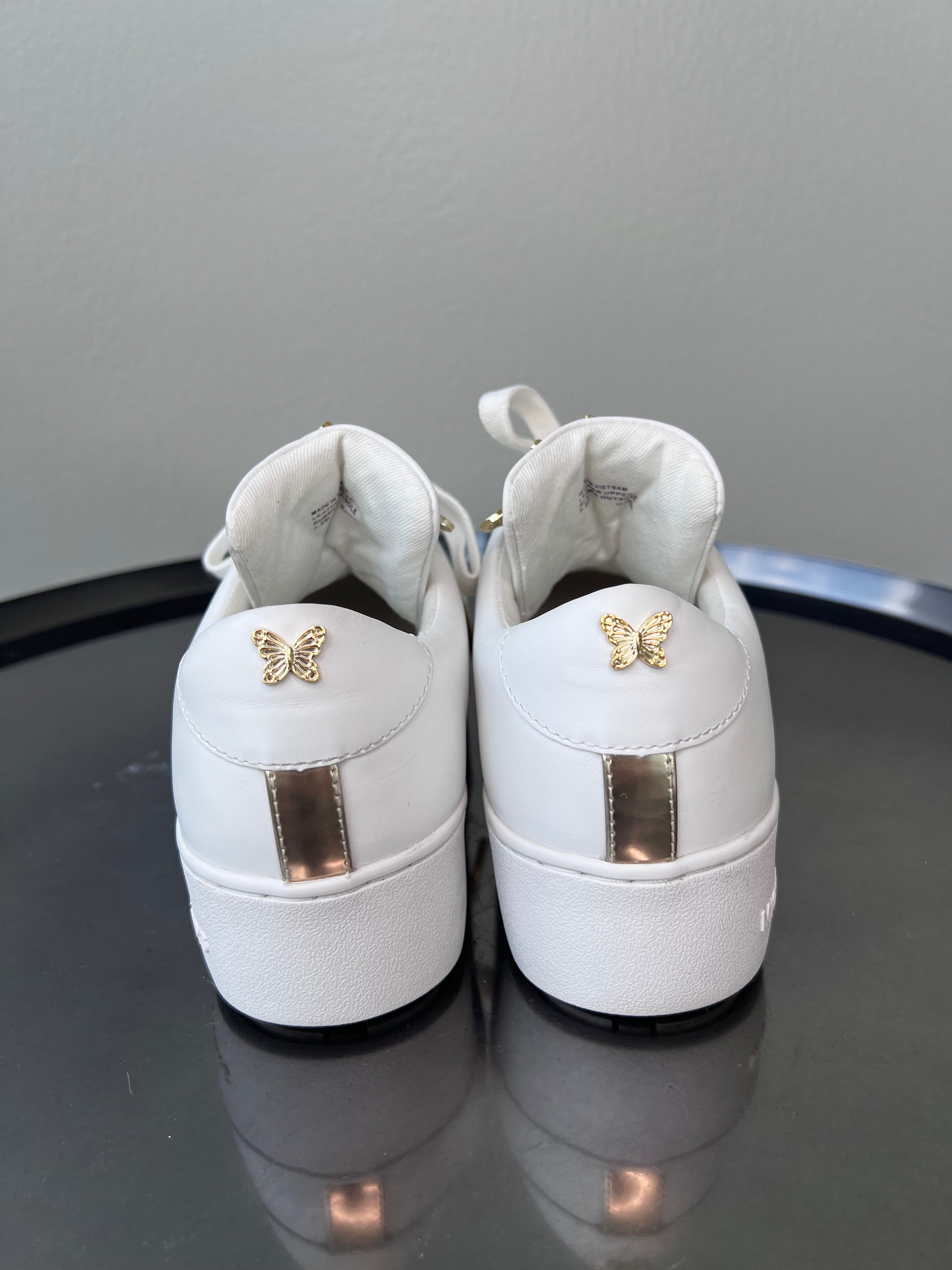 White sneakers with gold butterflies on the tongue - MICHAEL KORS