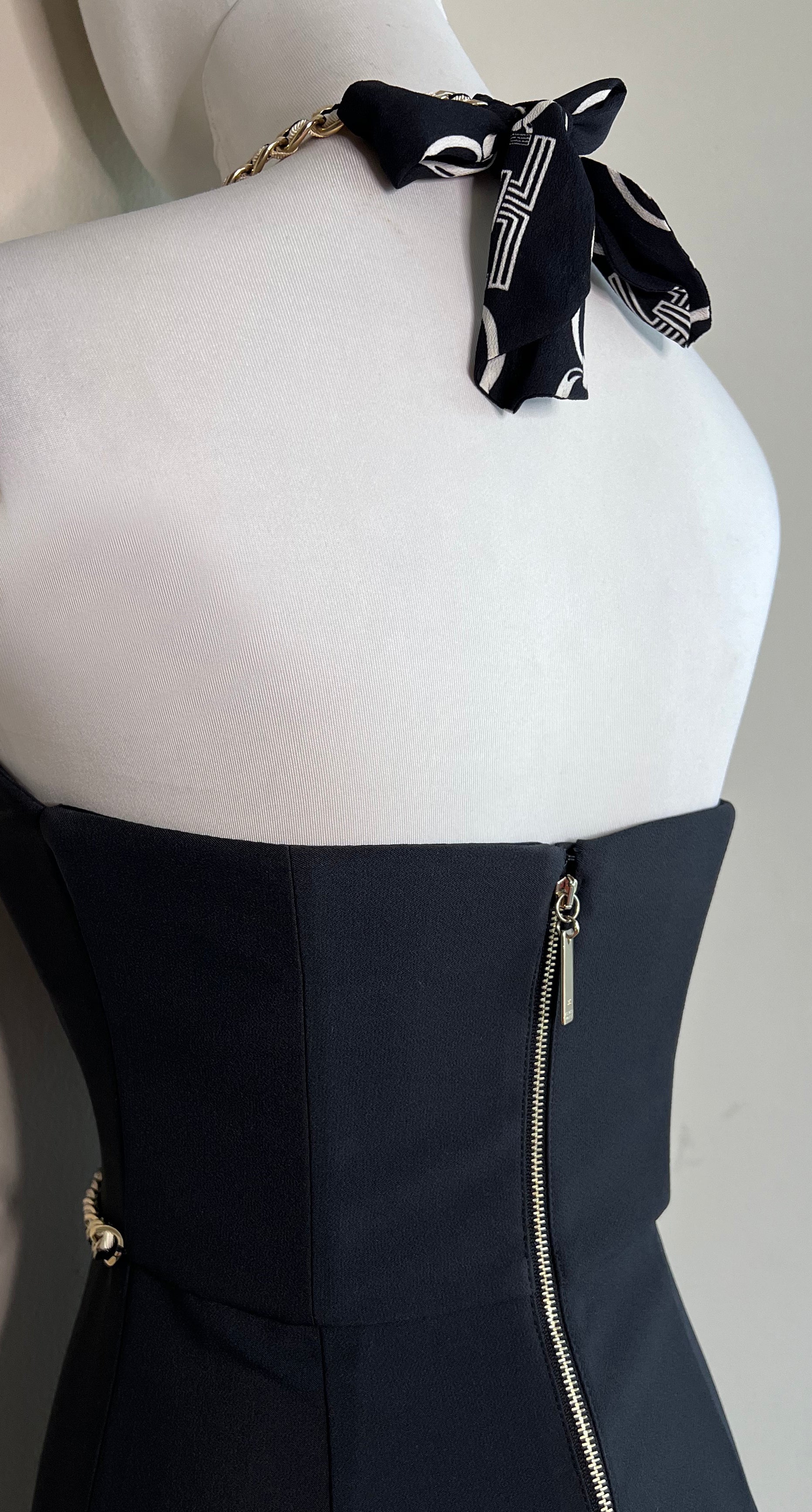 Black Chain detailed crepe sheath dress - ELISABETTA FRANCHI