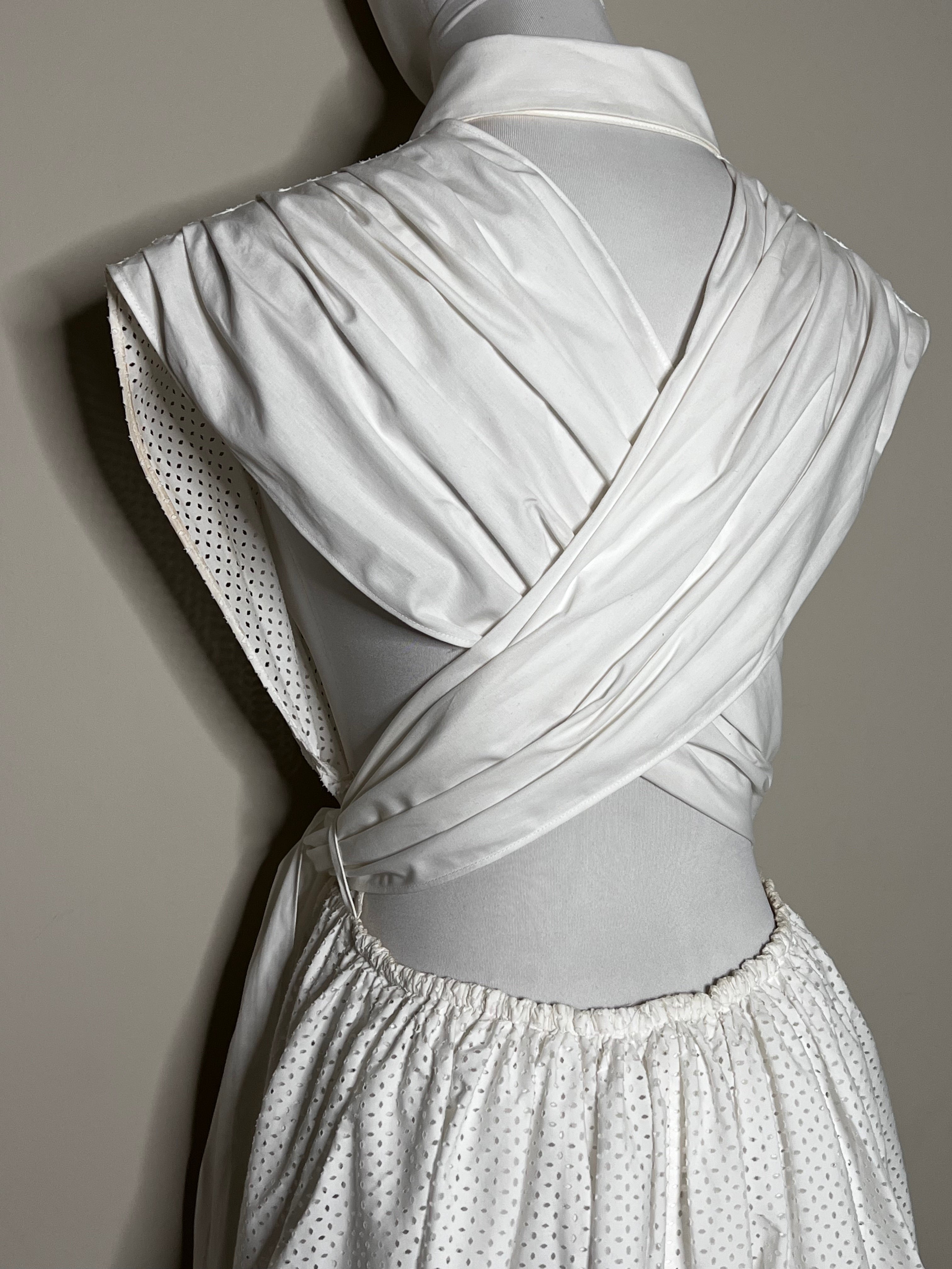 Off-white classic collar poplin texture with backless criss-cross straps - Philosophy Di Lorenzo Serafini