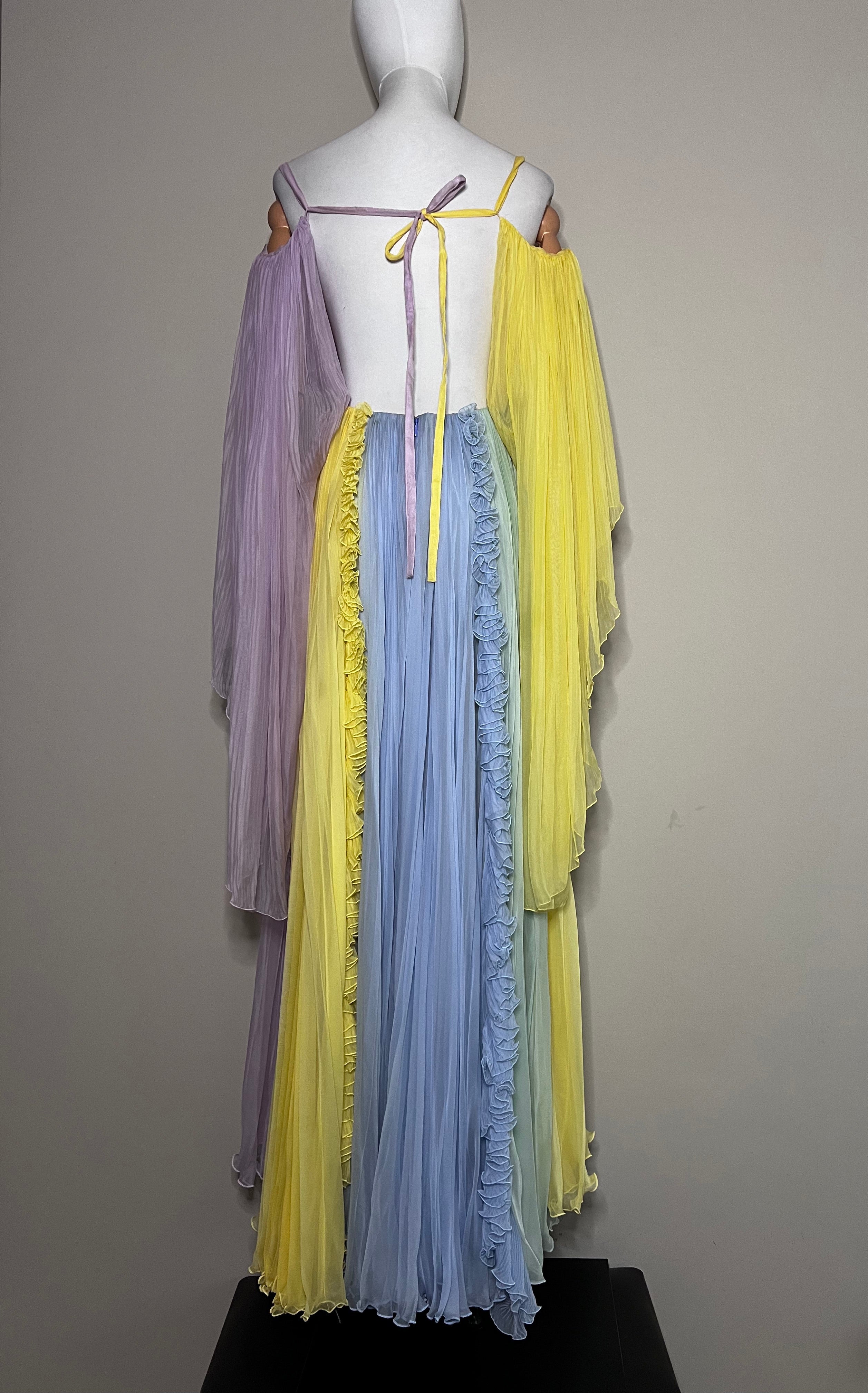 Pastel Multicolor chiffon maxi dress - RALPH & RUSSO