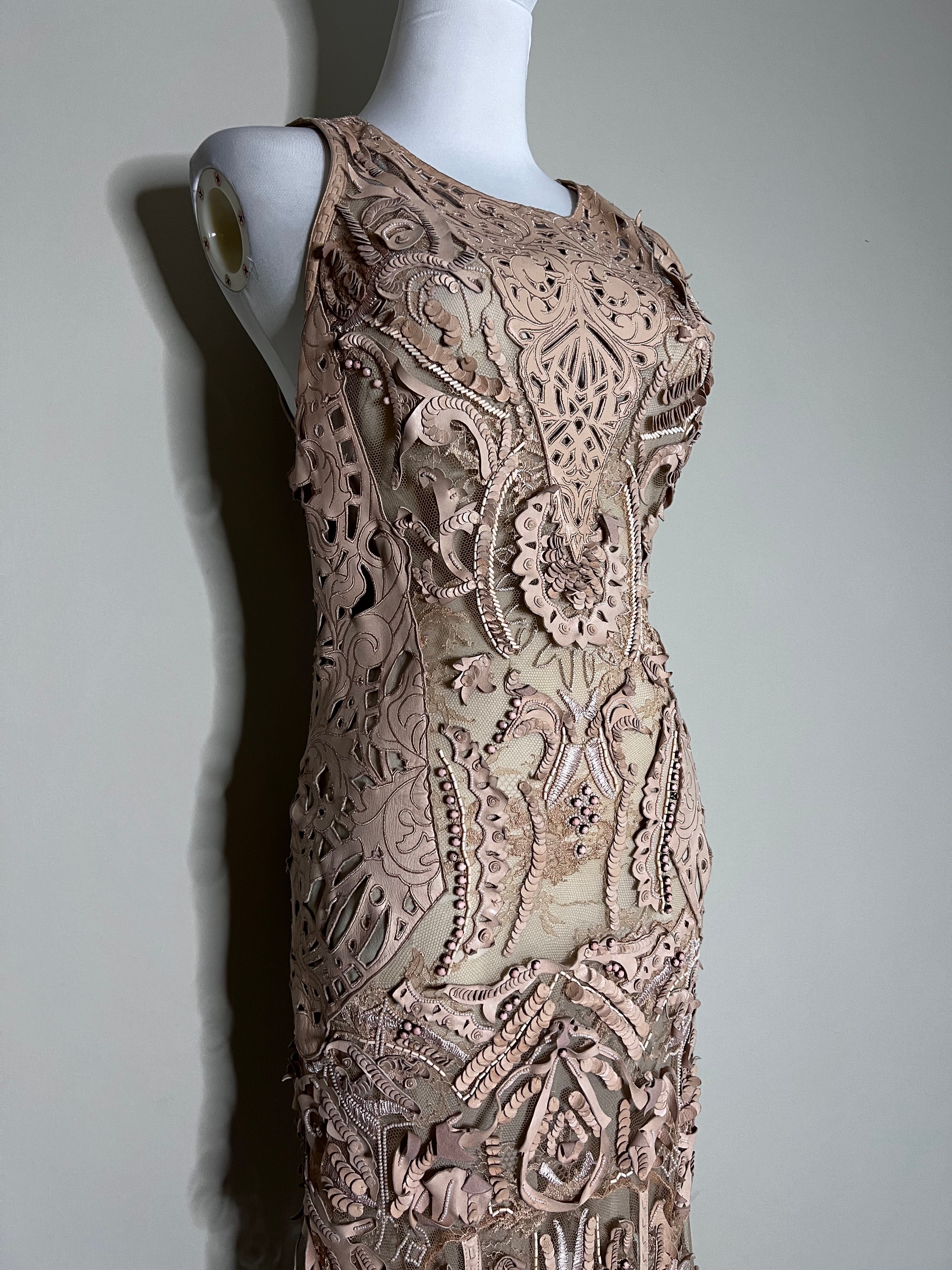 Beige Sequenced petit illusion gown - ROBERTO CAVALLI