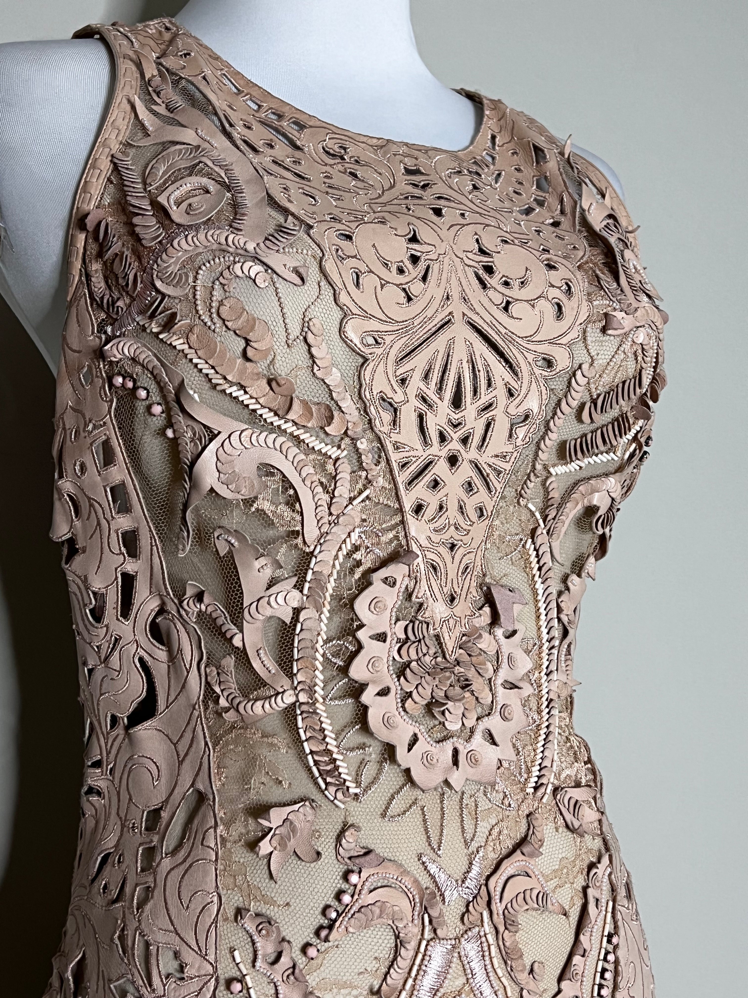 Beige Sequenced petit illusion gown - ROBERTO CAVALLI