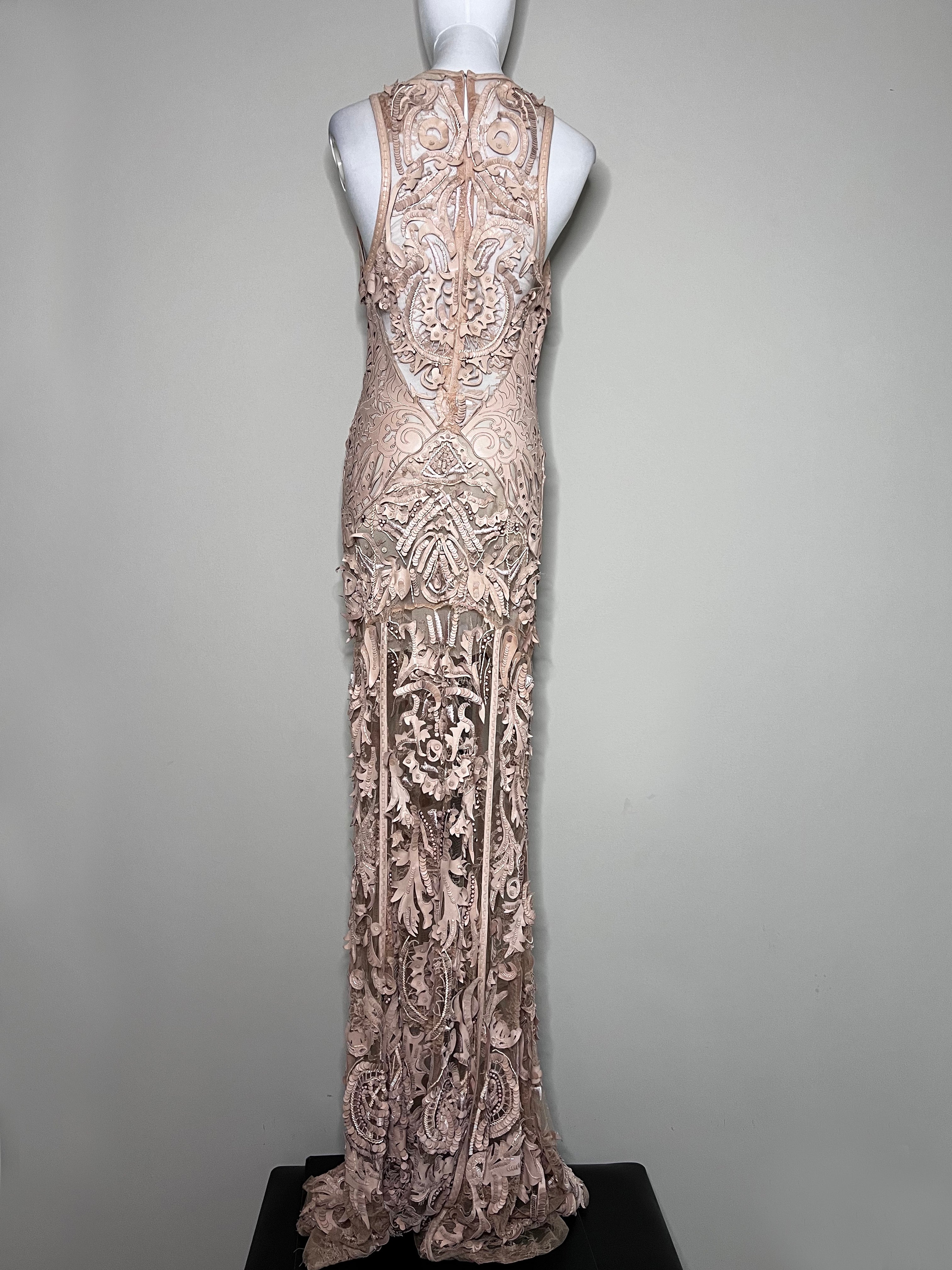 Beige Sequenced petit illusion gown - ROBERTO CAVALLI