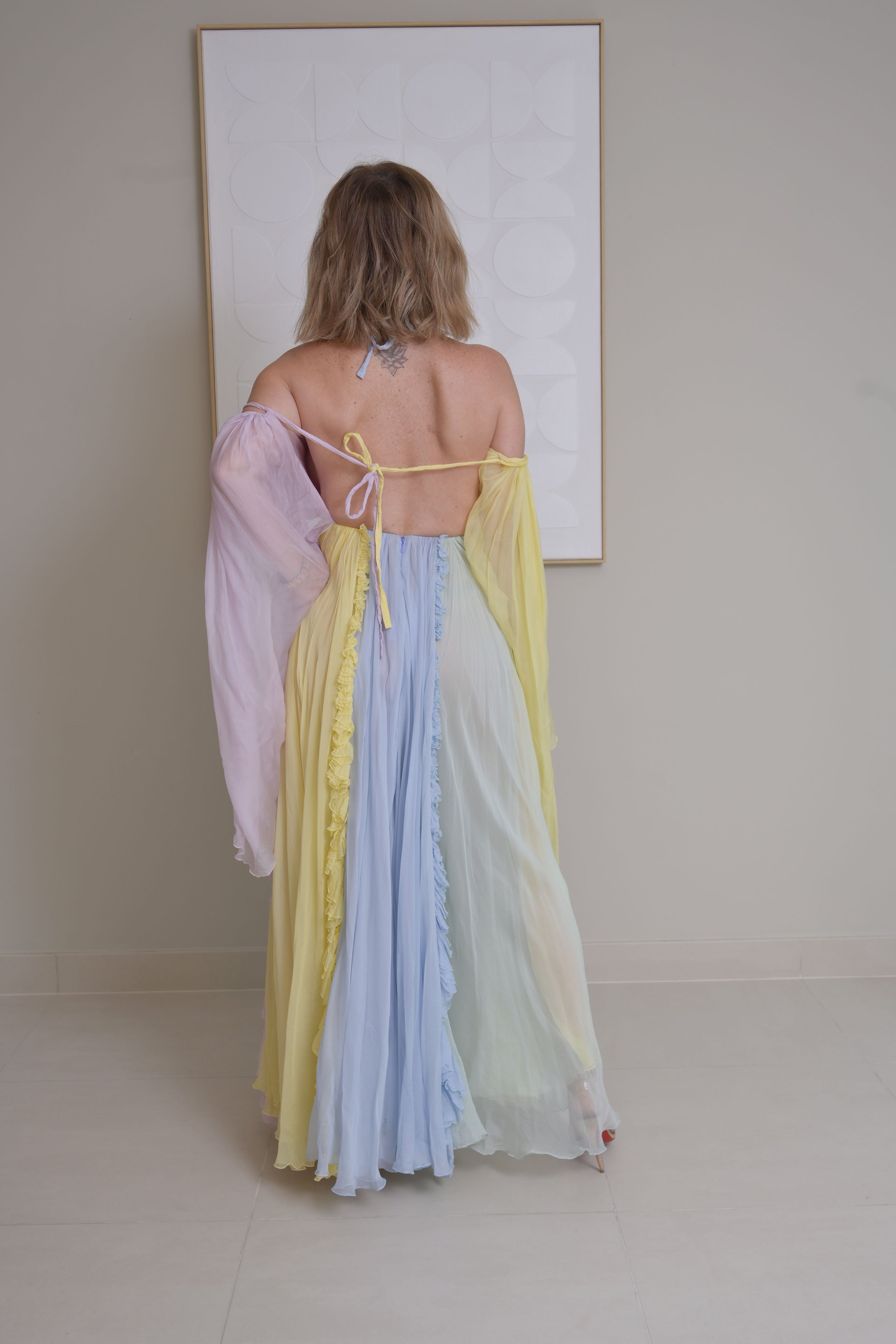 Pastel Multicolor chiffon maxi dress - RALPH & RUSSO