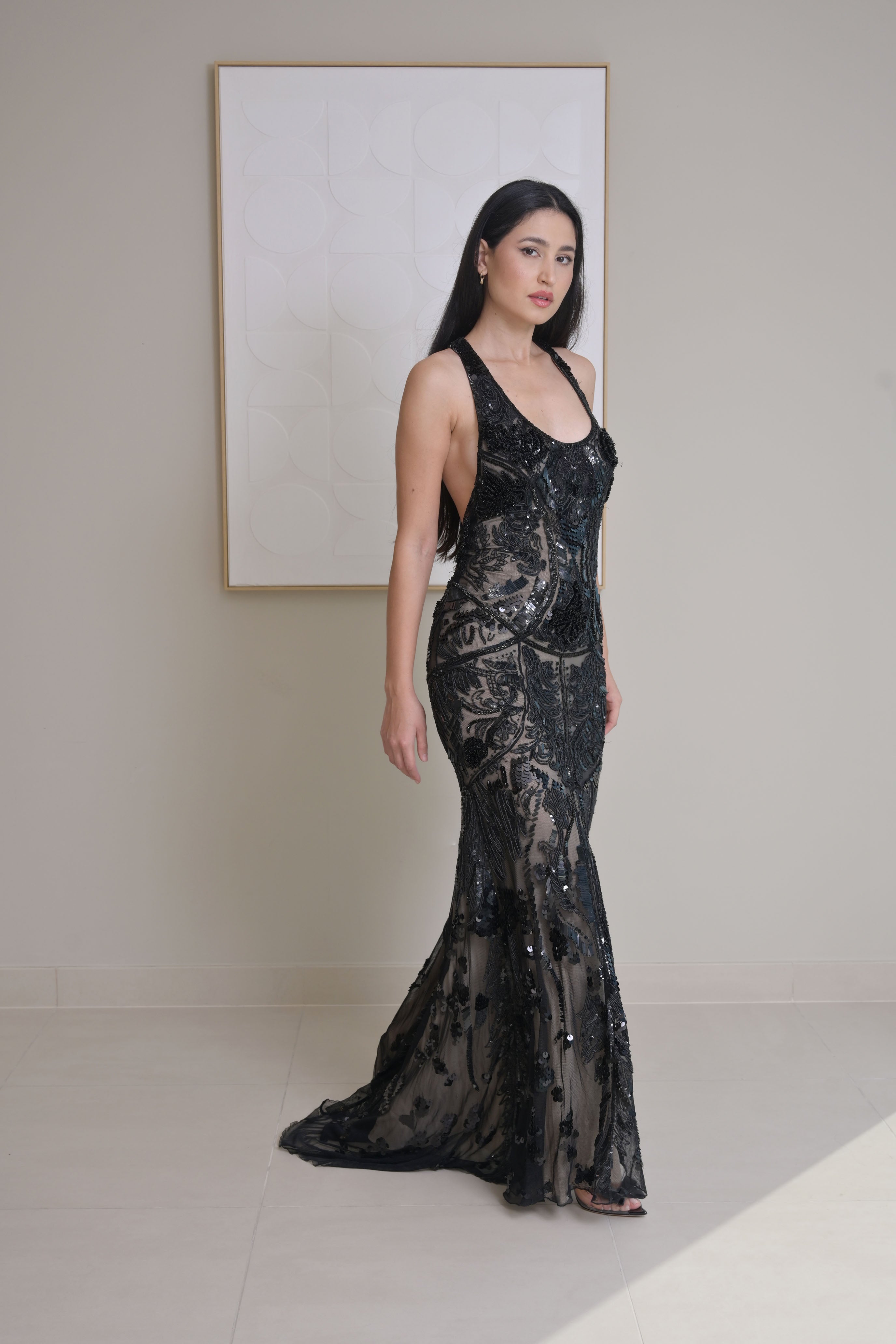Black sequenced mermaid formal gown - ROBERTO CAVALLI