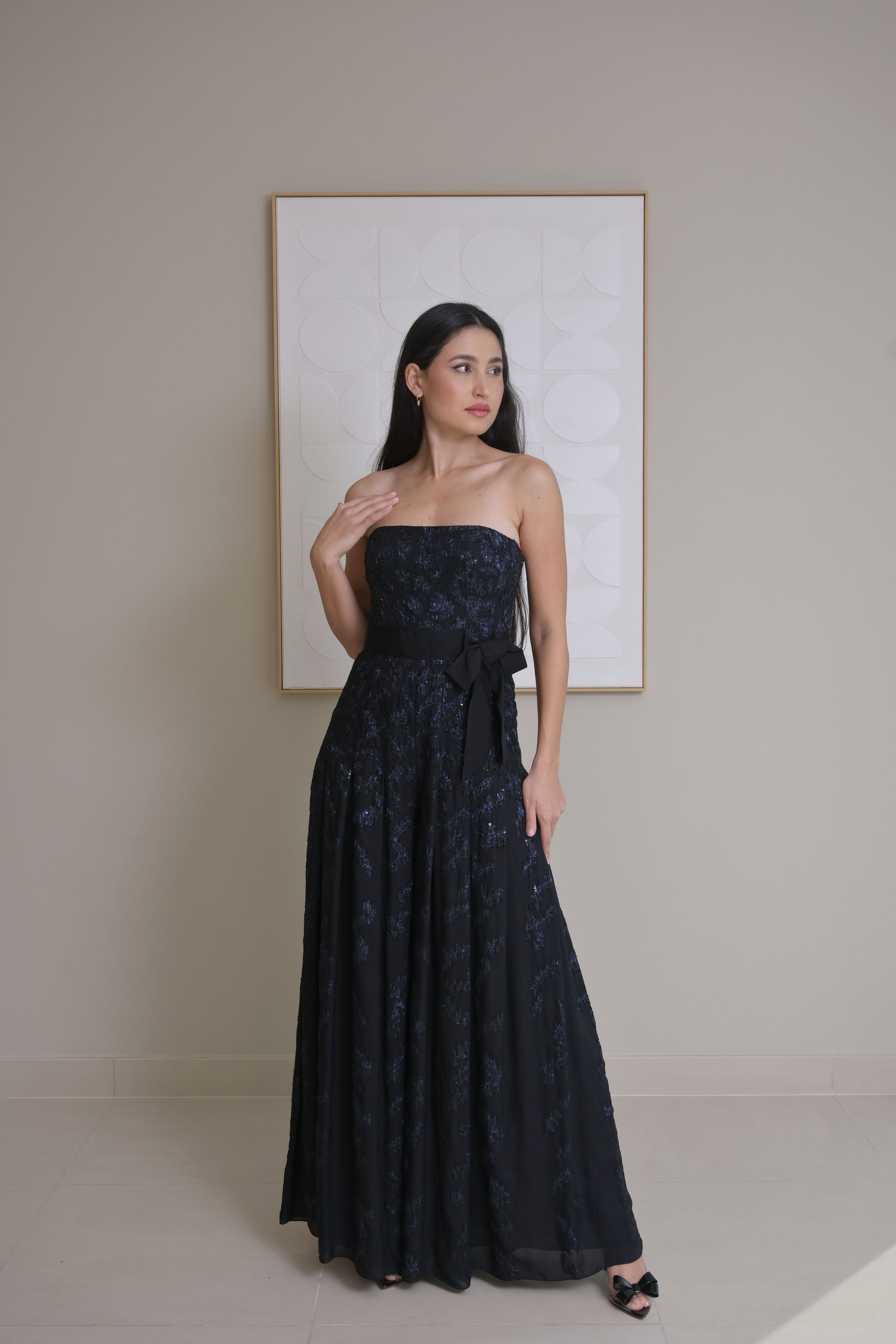 Royal blue sequenced long prom dress - OSCAR DELA RENTA