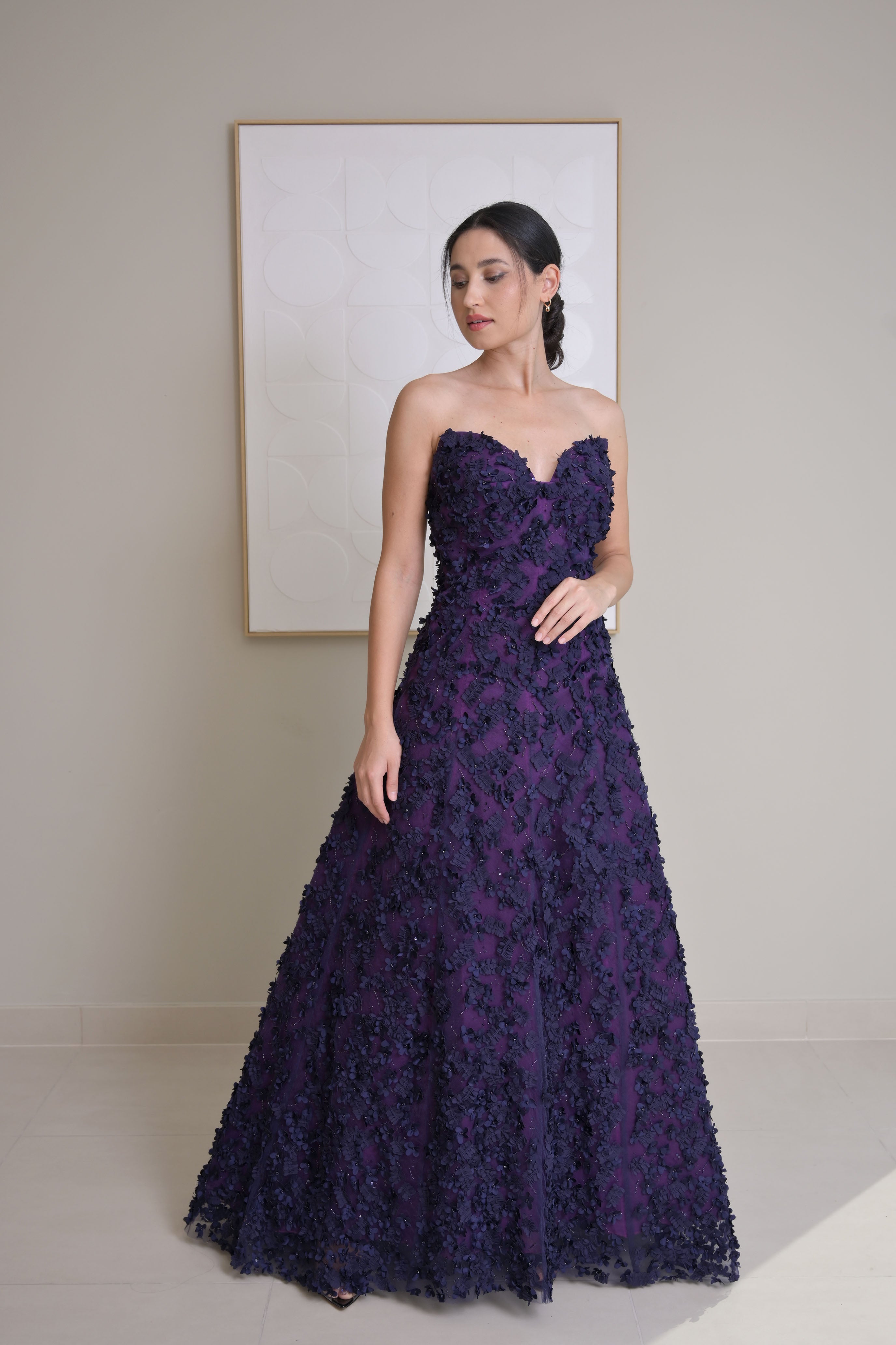 Purple Embellished floral tulle and silk ball gown - OSCAR DELA RENTA