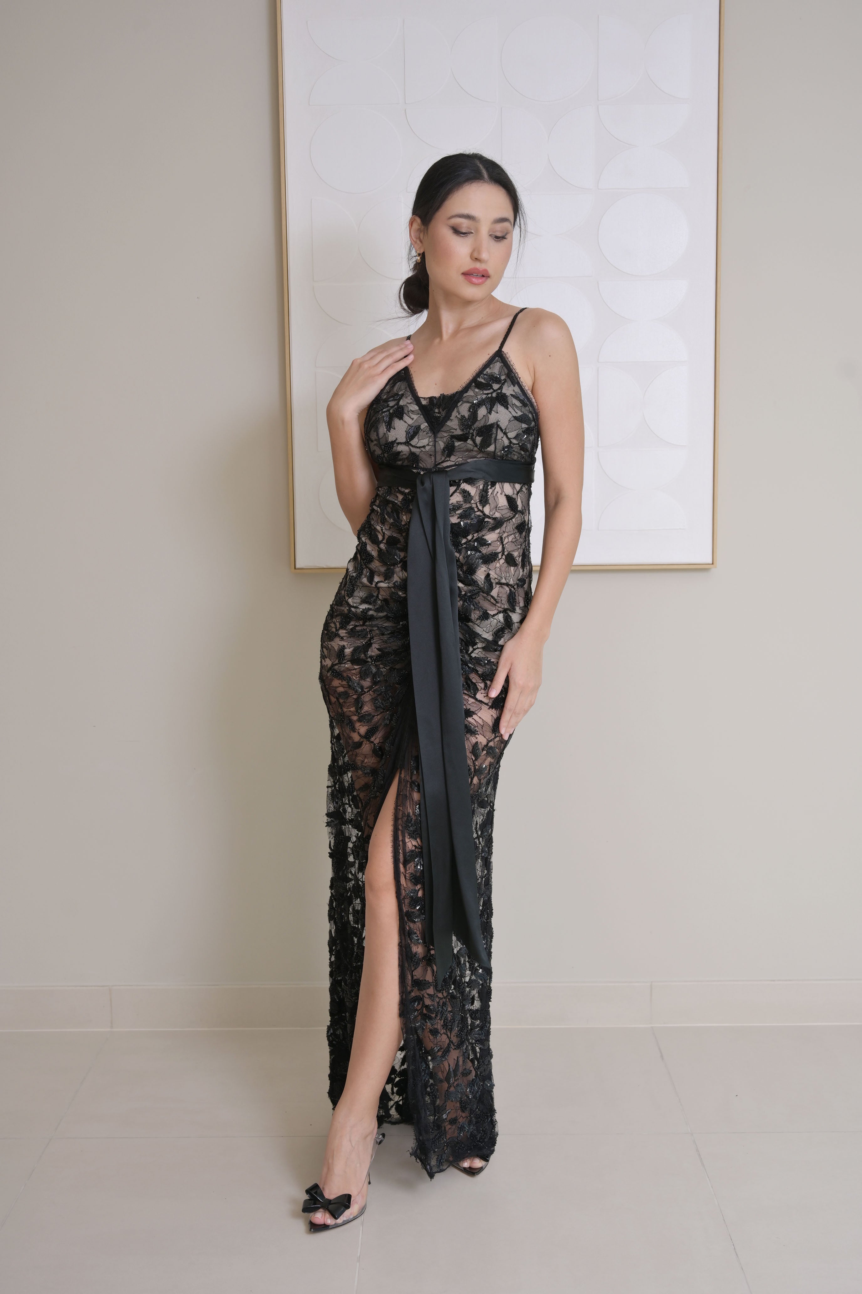 Black stunning lace mermaid long dress - ROBERTO CAVALLI