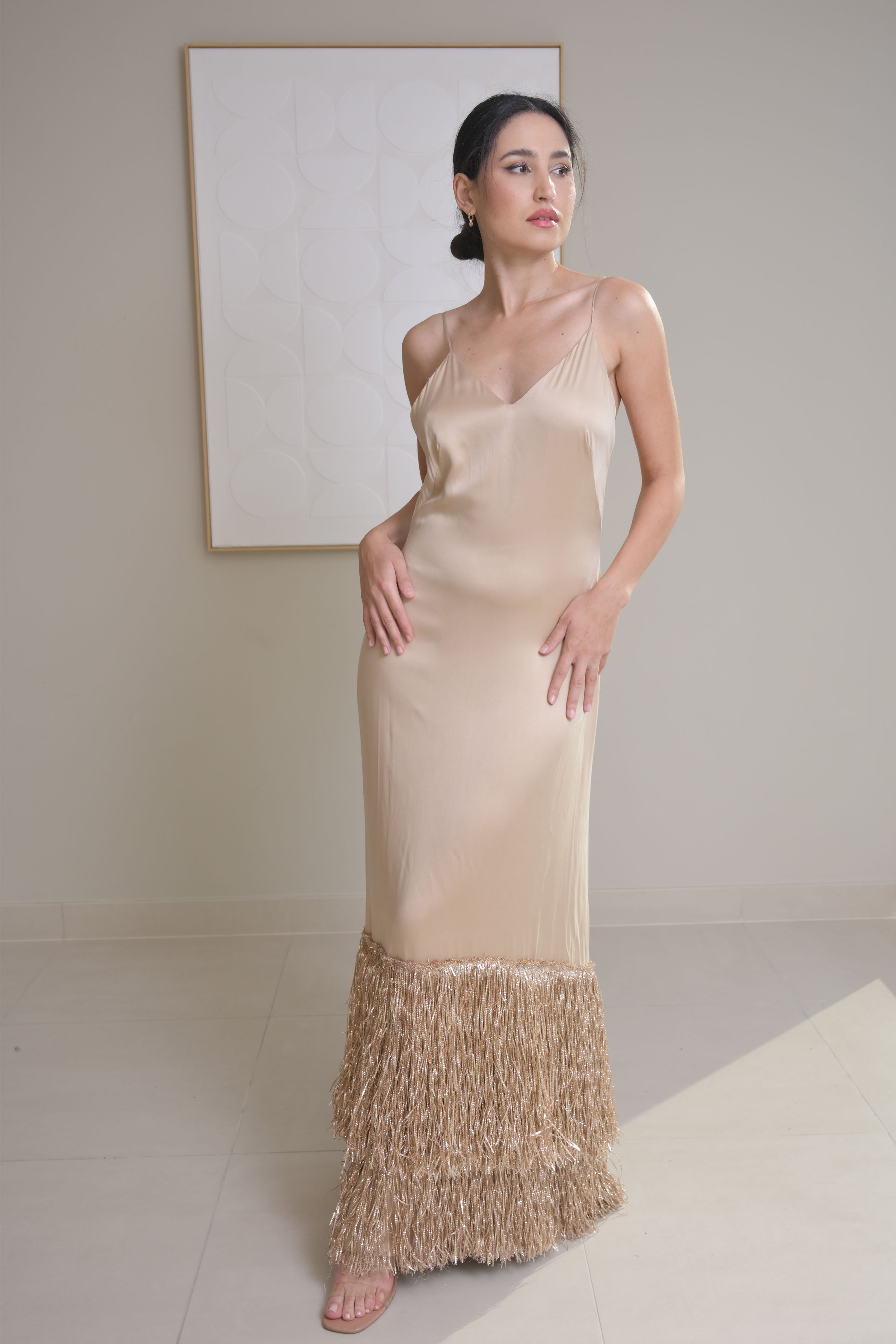 Golden Elegant embelished backless dress - SANDRA MANSOUR