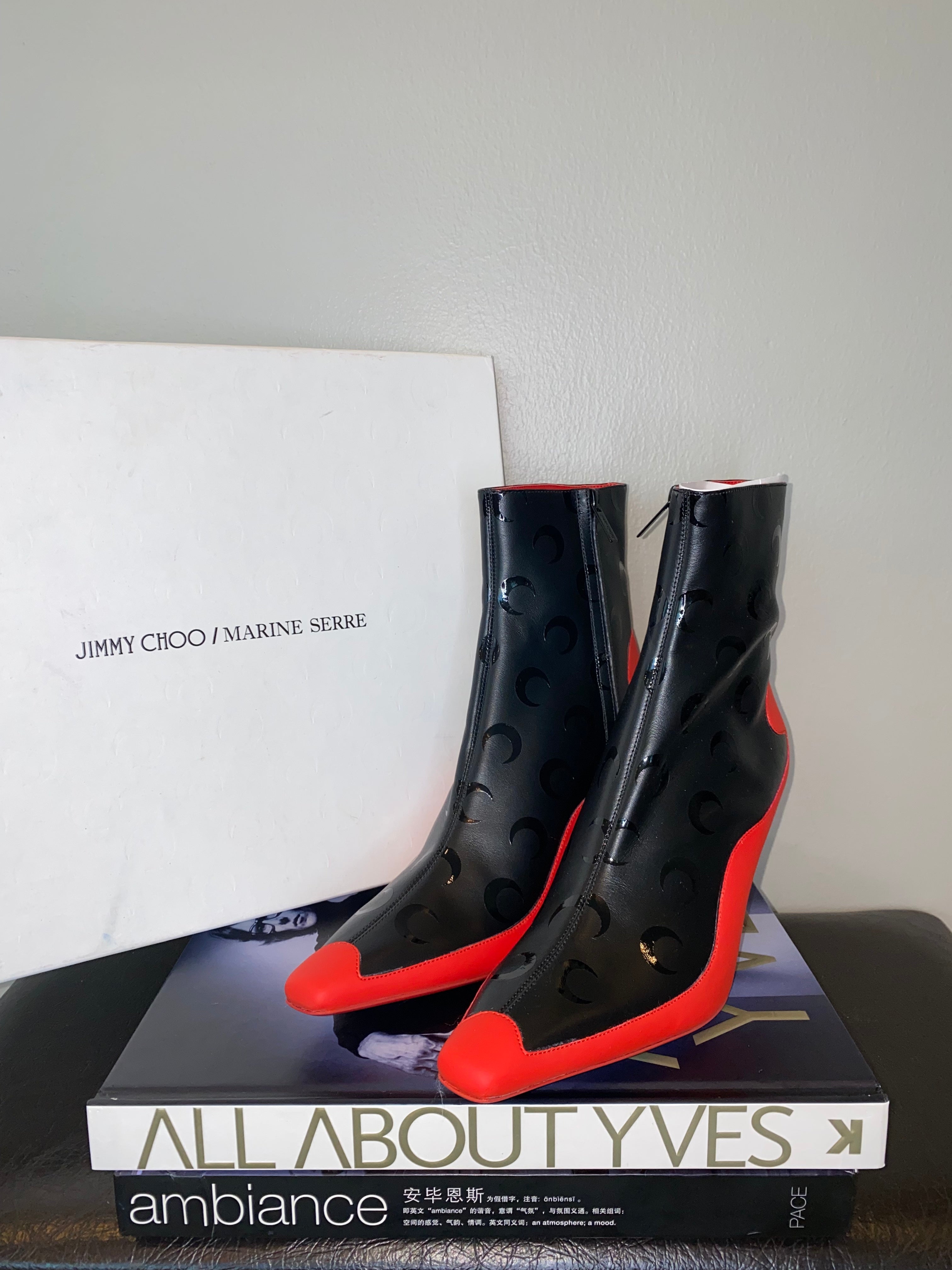 Black & red Marine Serre leather ankle boots - JIMMY CHOO
