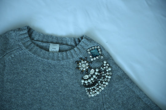 Grey Sweater with Swarovski - PINKO